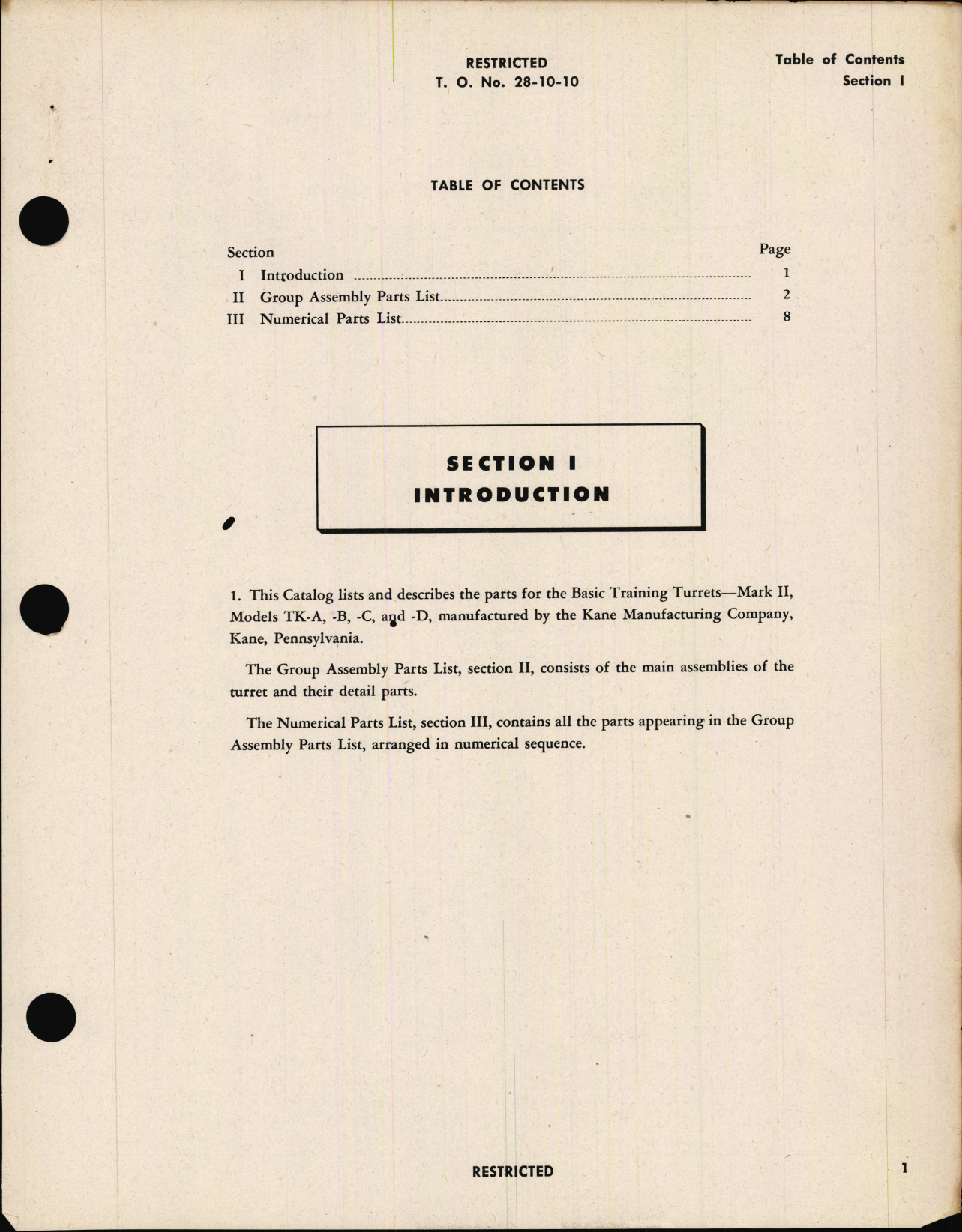 Sample page 3 from AirCorps Library document: Parts Catalog for Basic Training Turrets Mark II