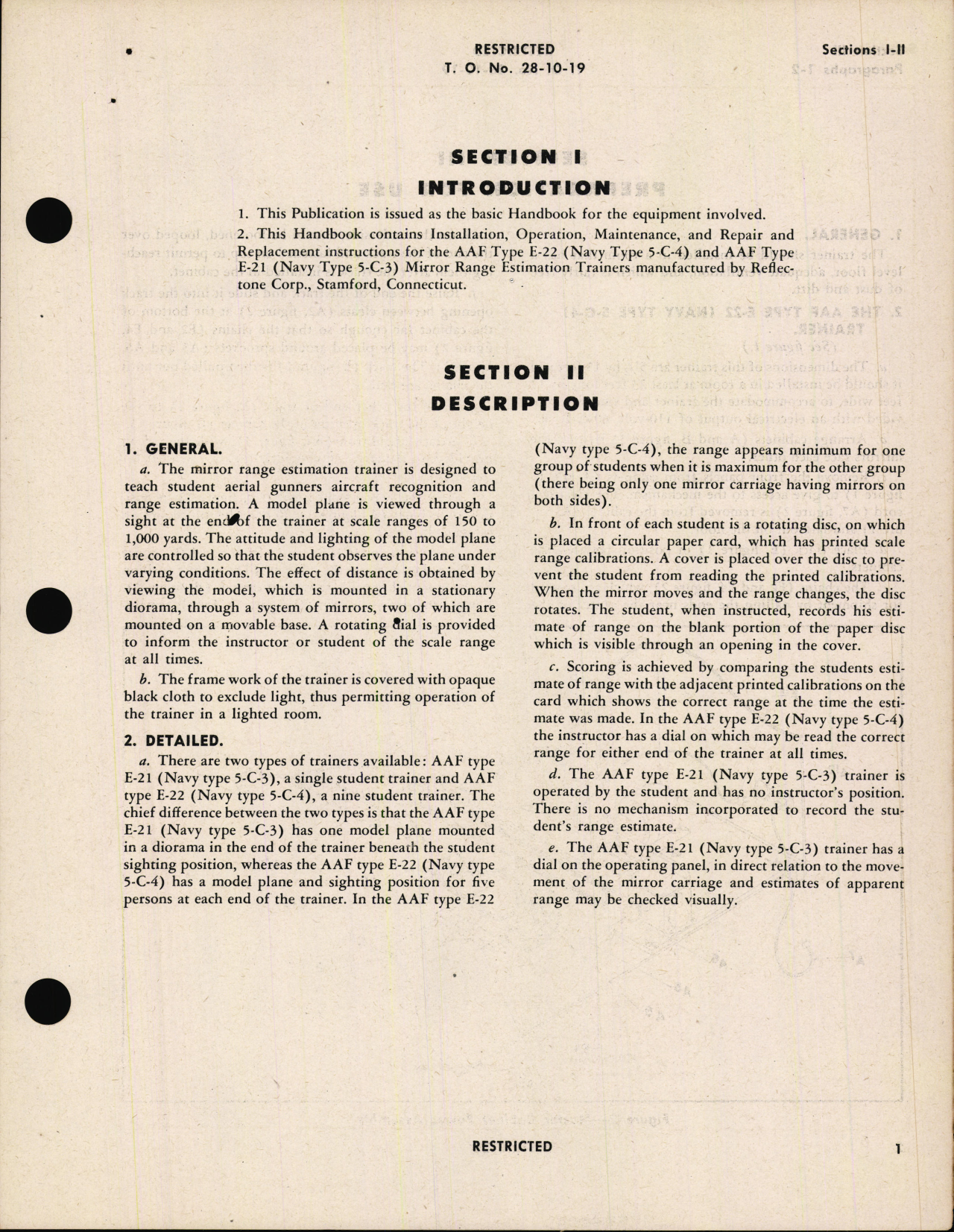 Sample page 5 from AirCorps Library document: Handbook of Instructions with Parts Catalog for Mirror Range Estimation Trainers