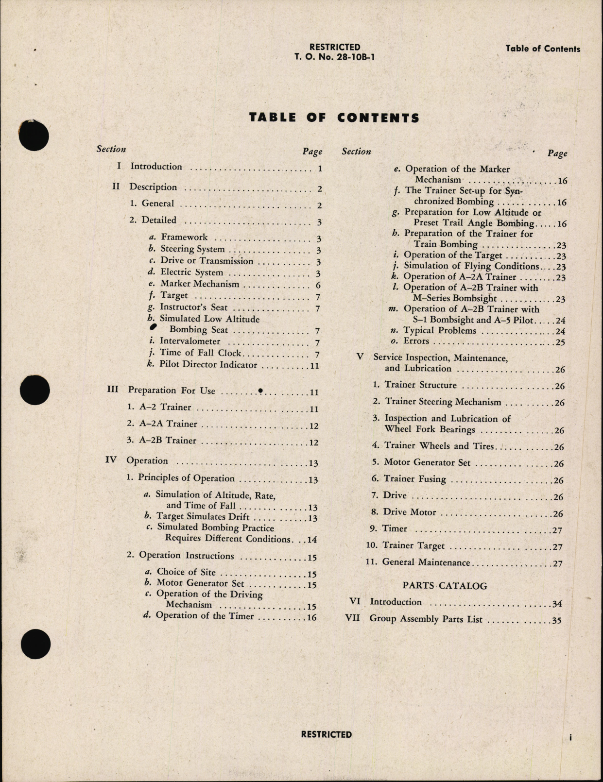 Sample page 3 from AirCorps Library document: Operation and Service Instructions with Parts Catalog for Bombing Trainers 