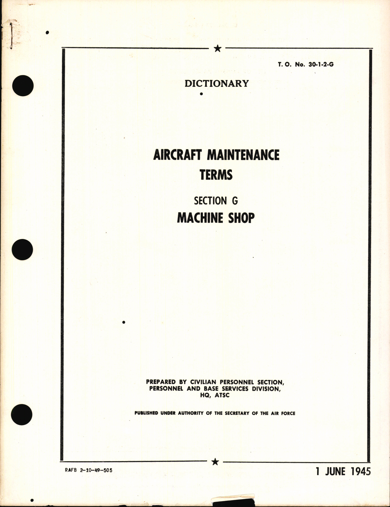Sample page 1 from AirCorps Library document: Aircraft Maintenance Terms Section G; Machine Shop