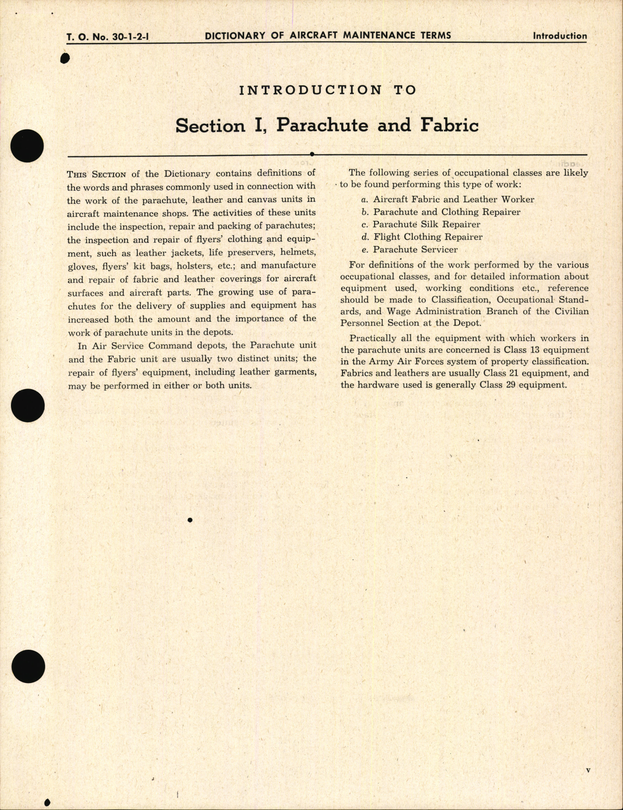 Sample page 7 from AirCorps Library document: Dictionary of Aircraft Maintenance Terms; Section I Parachute and Fabric