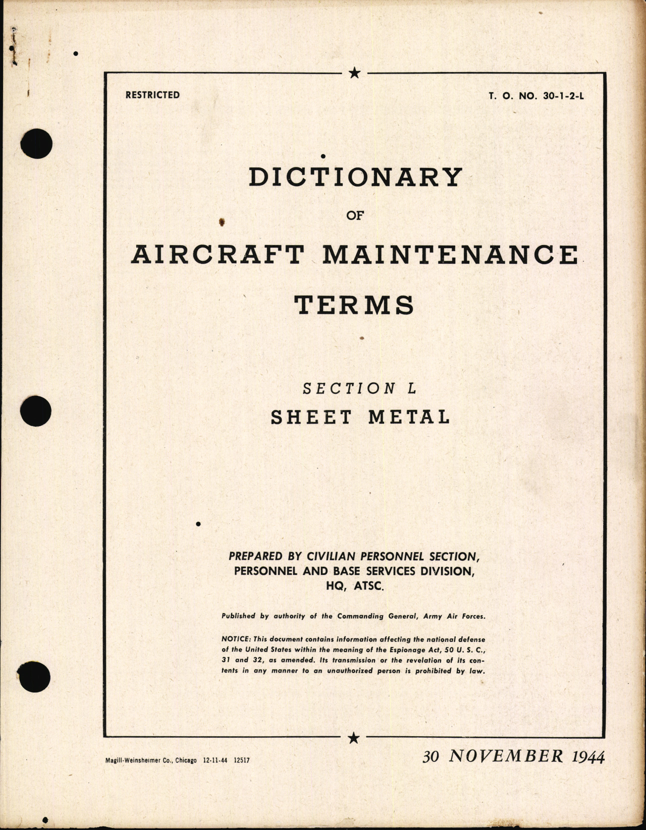 Sample page 1 from AirCorps Library document: Dictionary of Aircraft Maintenance Terms; Section L Sheet Metal