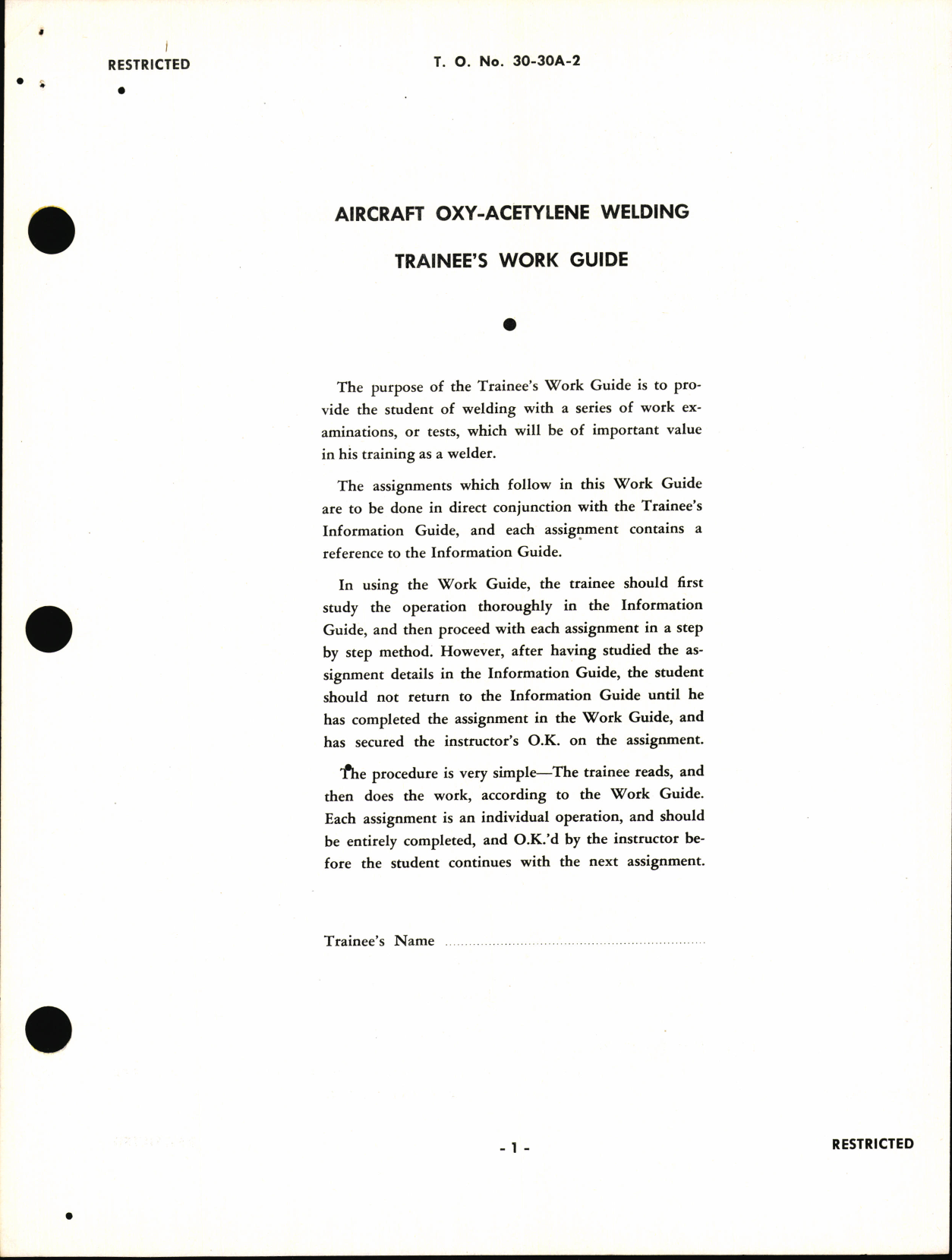 Sample page 3 from AirCorps Library document: Trainee Work Guide for Aircraft Welding Specialist