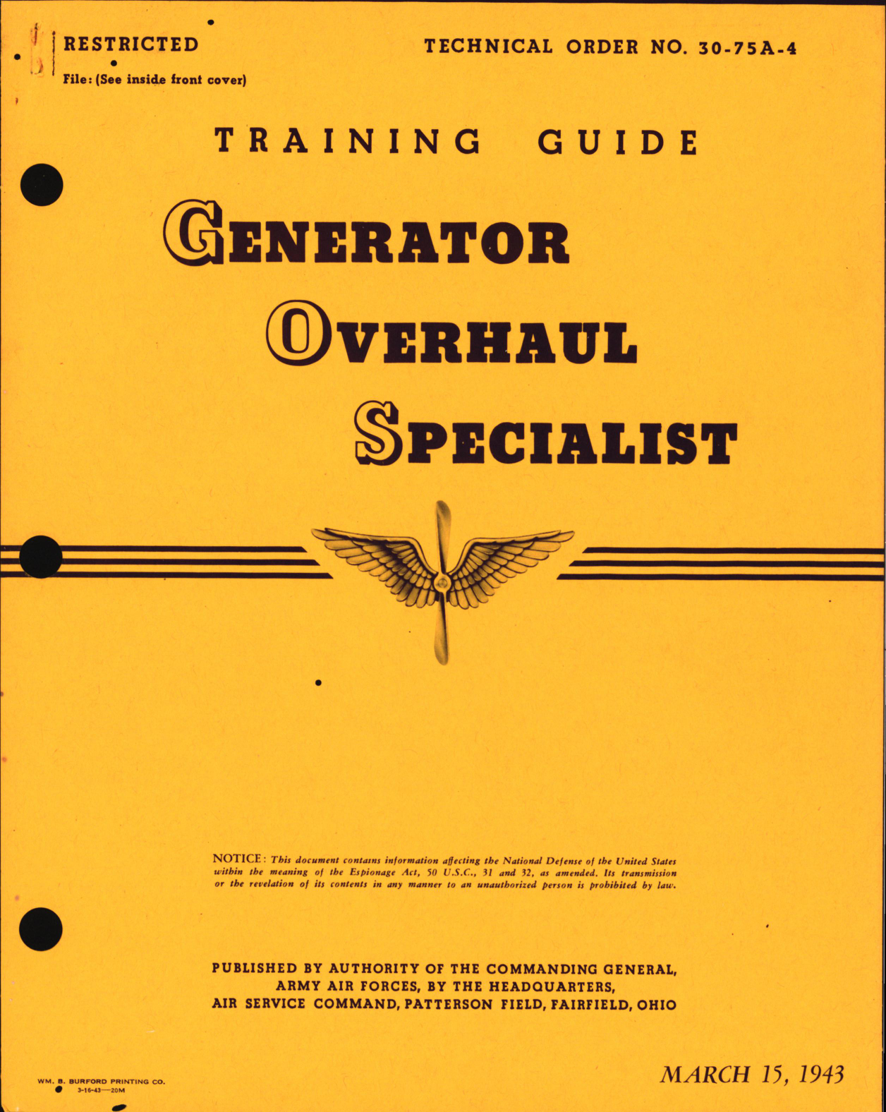 Sample page 1 from AirCorps Library document: Training Guide for Generator Overhaul Specialist