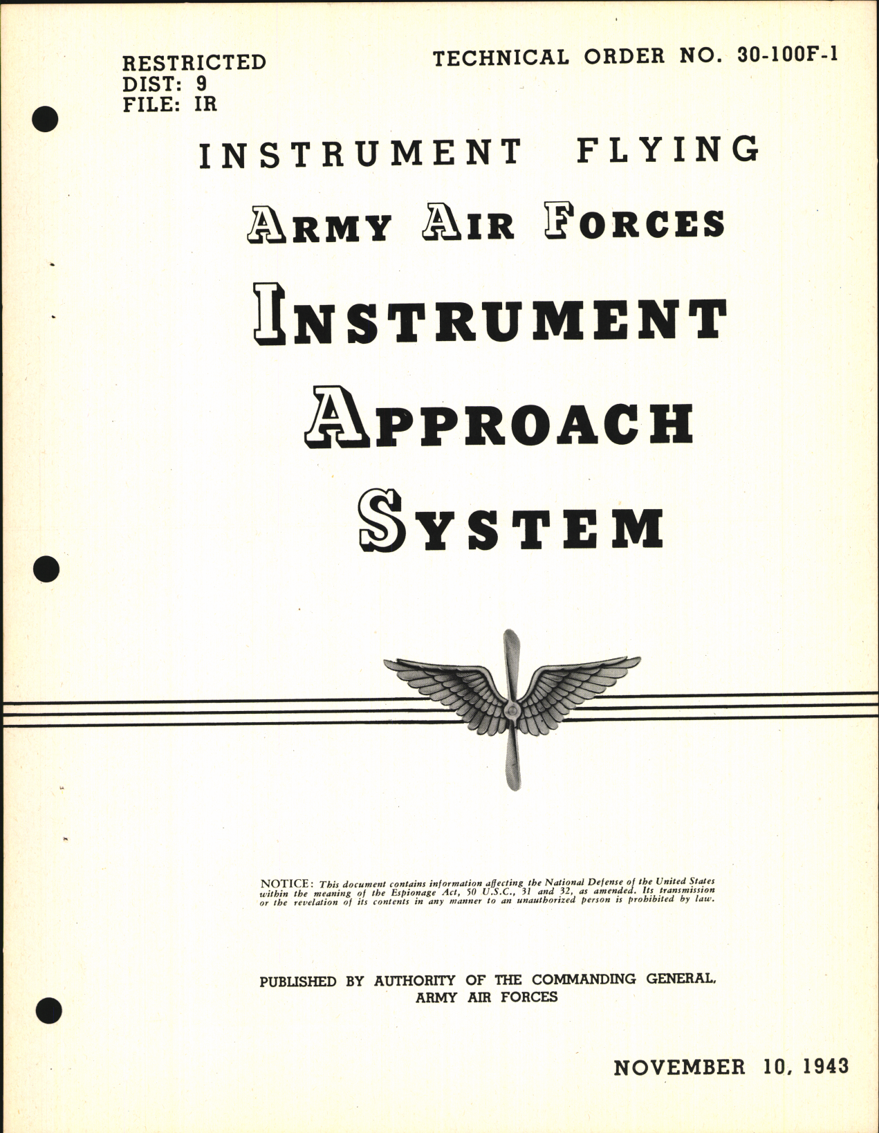 Sample page 1 from AirCorps Library document: Instrument Flying; Army Air Forces Instrument Approach System