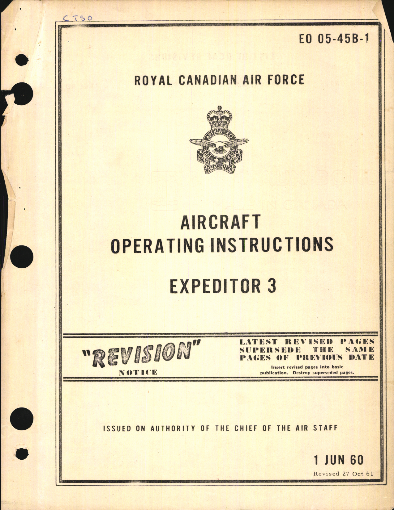 Sample page 1 from AirCorps Library document: Aircraft Operating Instructions for Expeditor 3 (Royal Canadian Air Force)