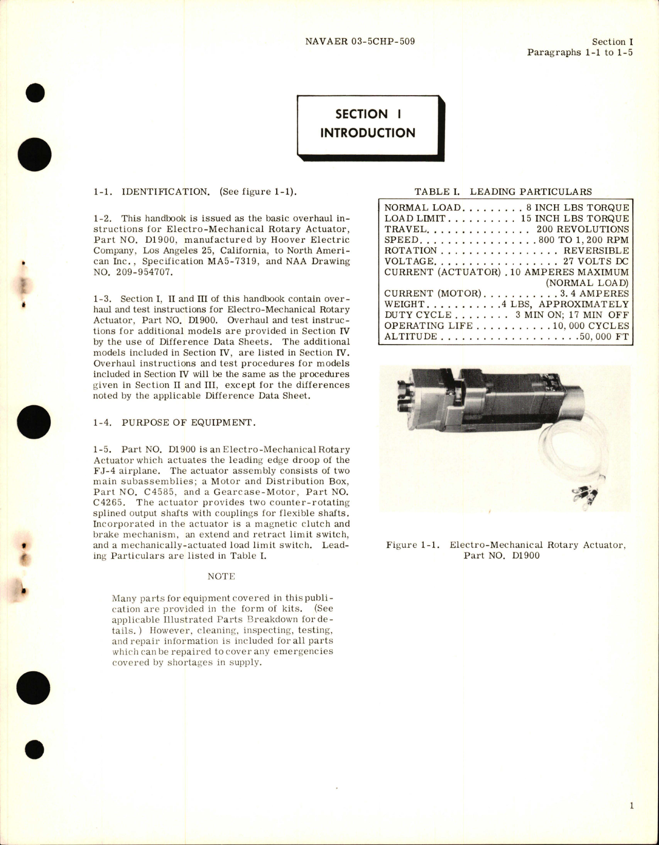 Sample page 5 from AirCorps Library document: Overhaul Instructions for Electro-Mechanical Rotary Actuator Parts D1900, D1900-2, D1900-3 (Hoover) 