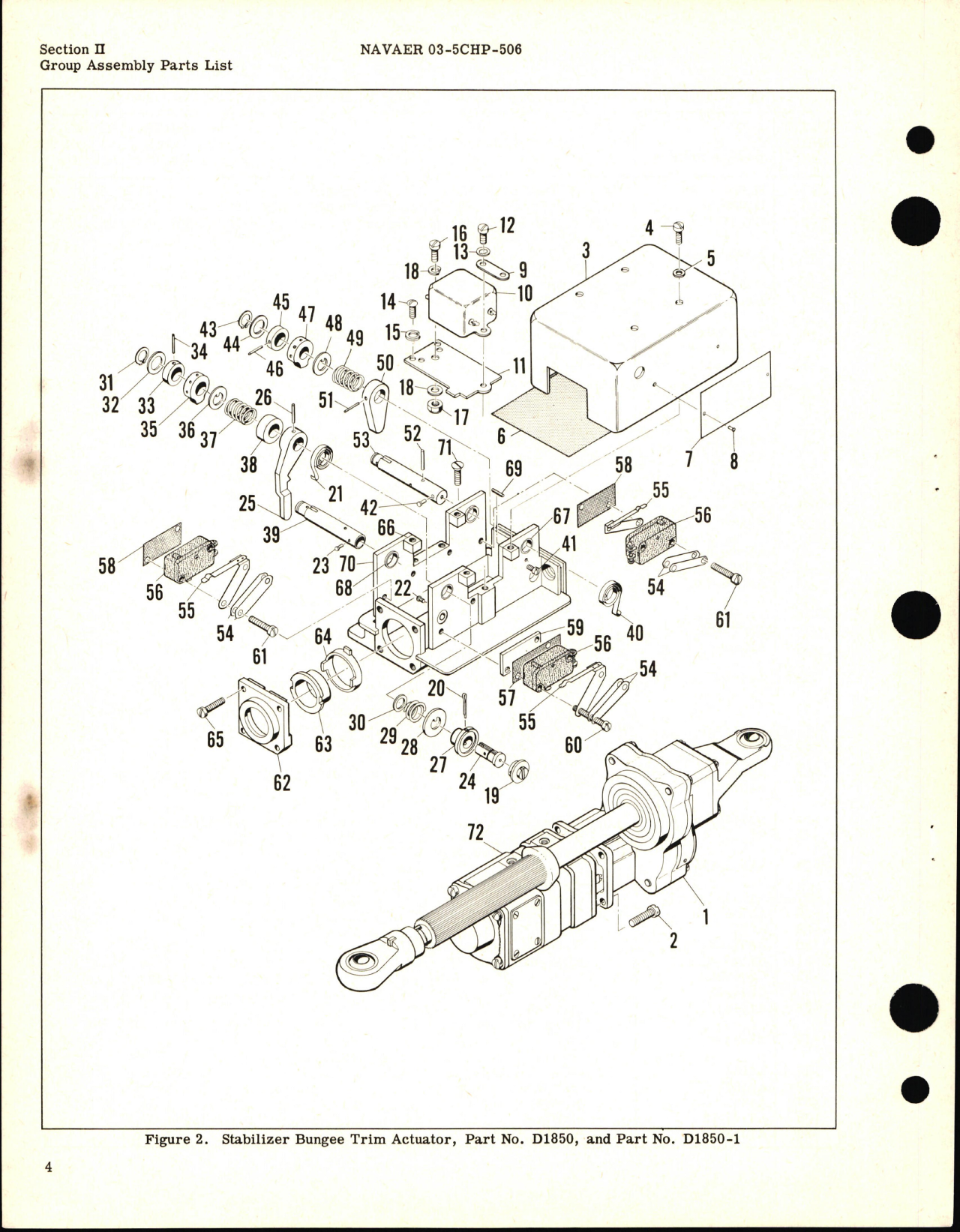 Sample page 6 from AirCorps Library document: Illustrated Parts Breakdown for Stabilizer Bungee Trim Actuator Part D1850 and D1850-1