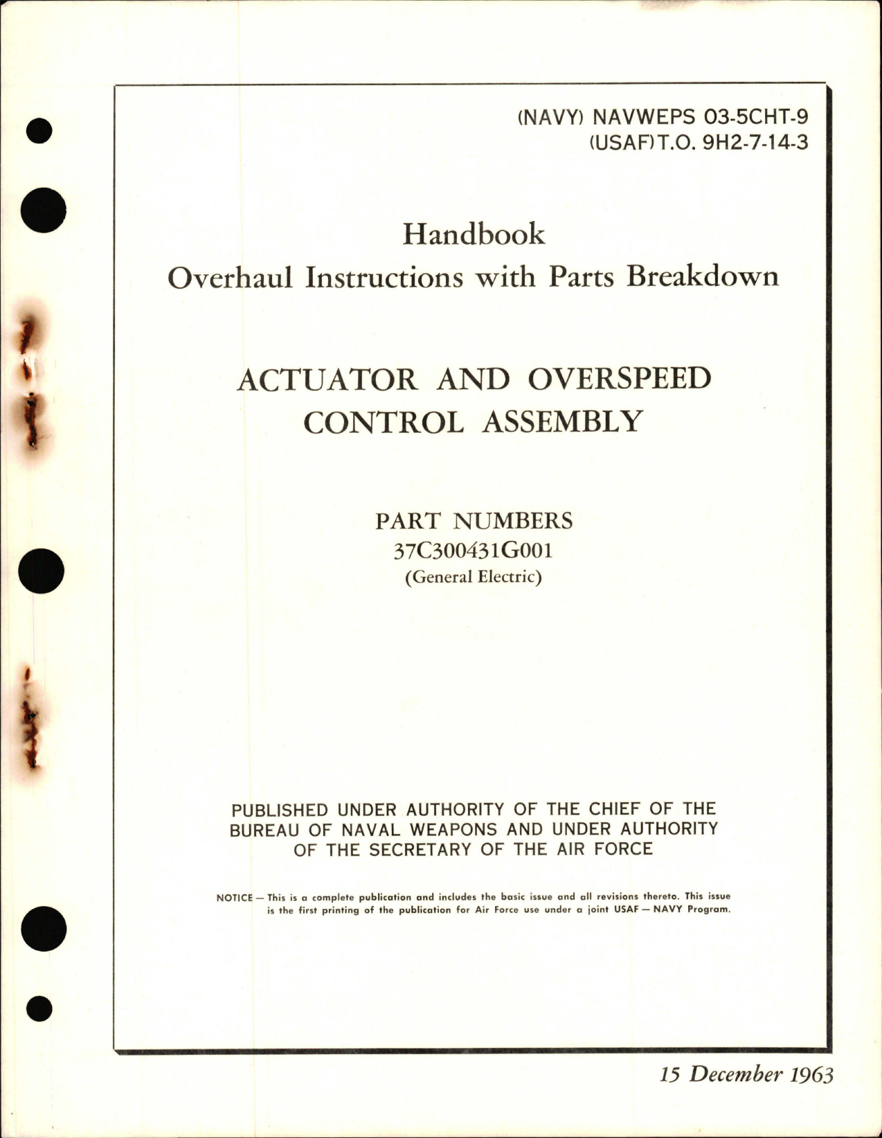 Sample page 1 from AirCorps Library document: Overhaul Instructions with Parts Breakdown for Actuator and Overspeed Control Assembly Part 37C300431G001