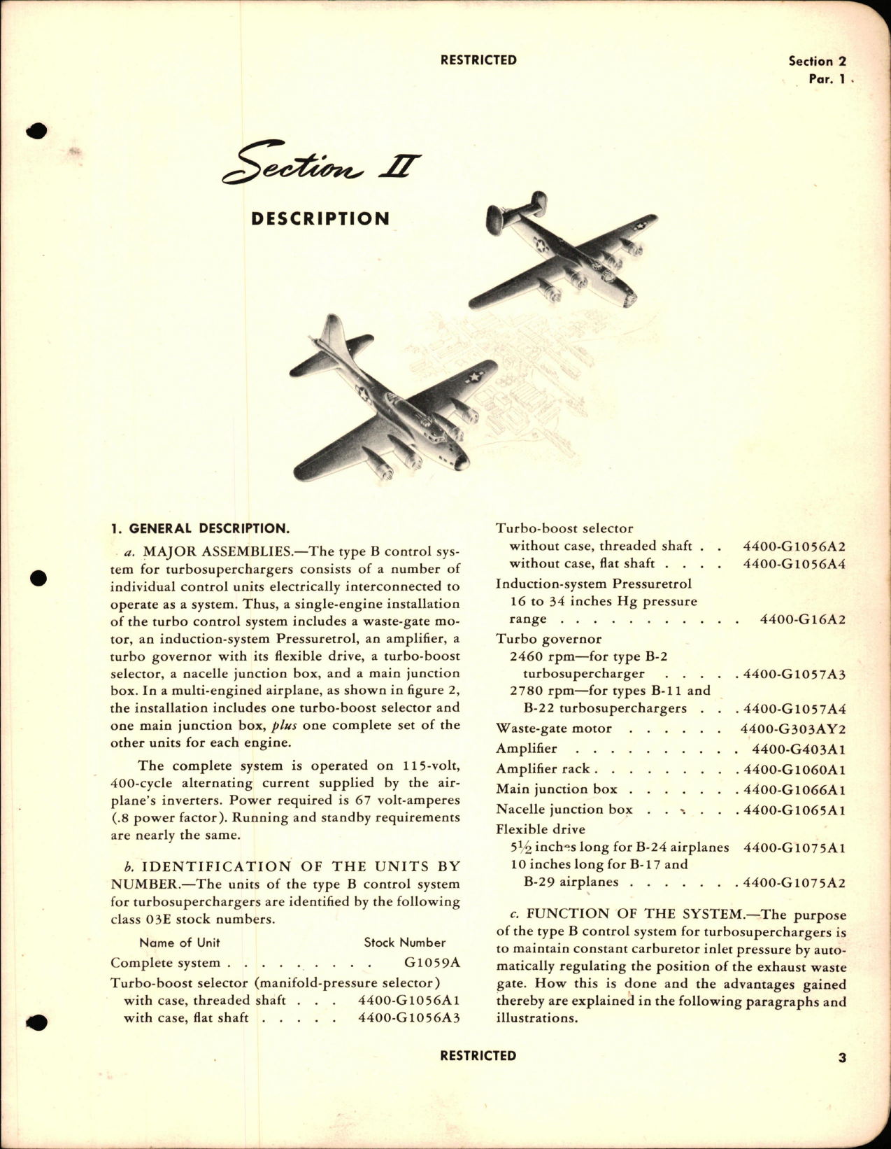 Sample page 7 from AirCorps Library document: Operation and Service Instructions for Electronic Control System Turbosuperchargers Type B