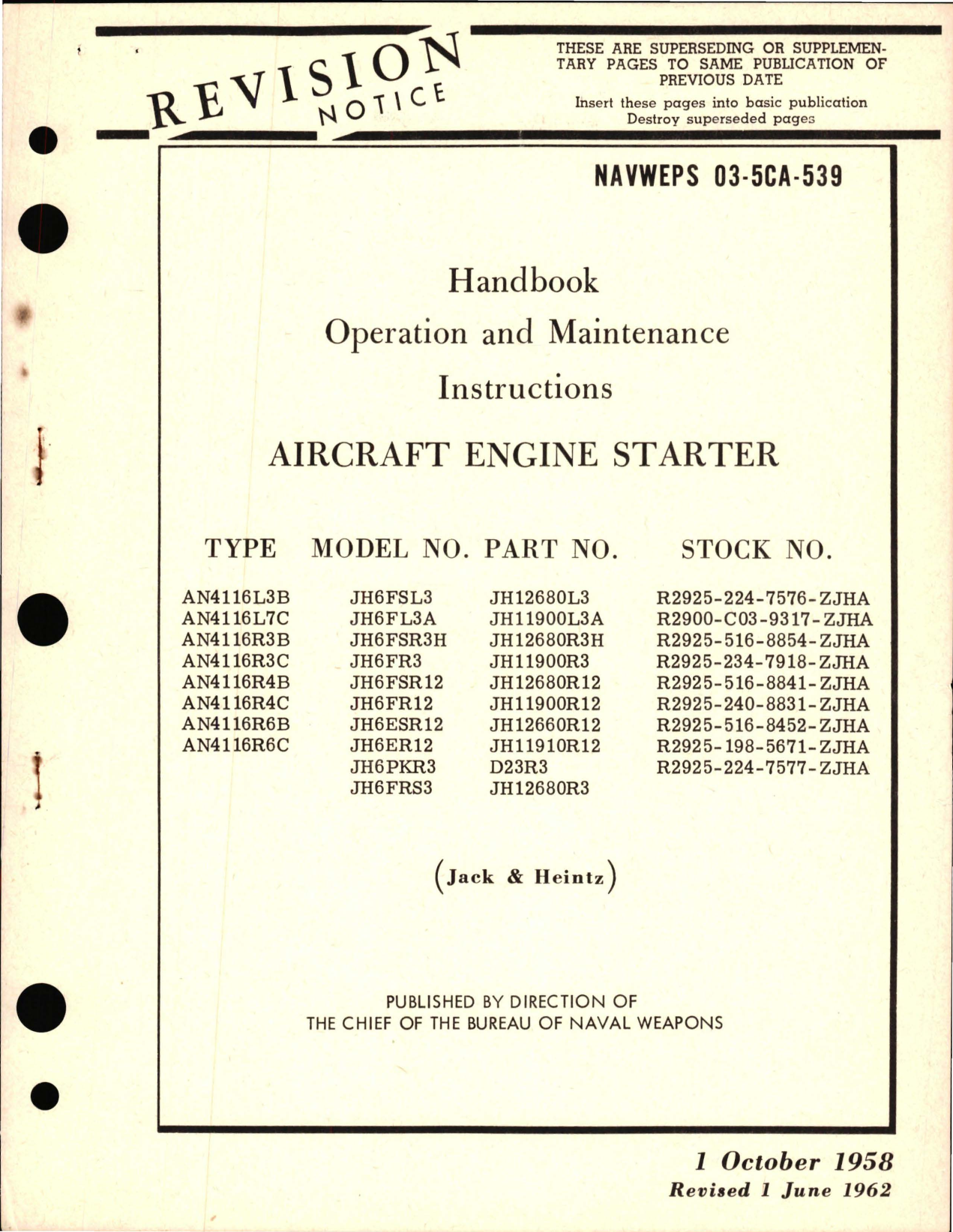 Sample page 5 from AirCorps Library document: Operation and Maintenance Instructions for Aircraft Engine Starters Type AN4116 Series