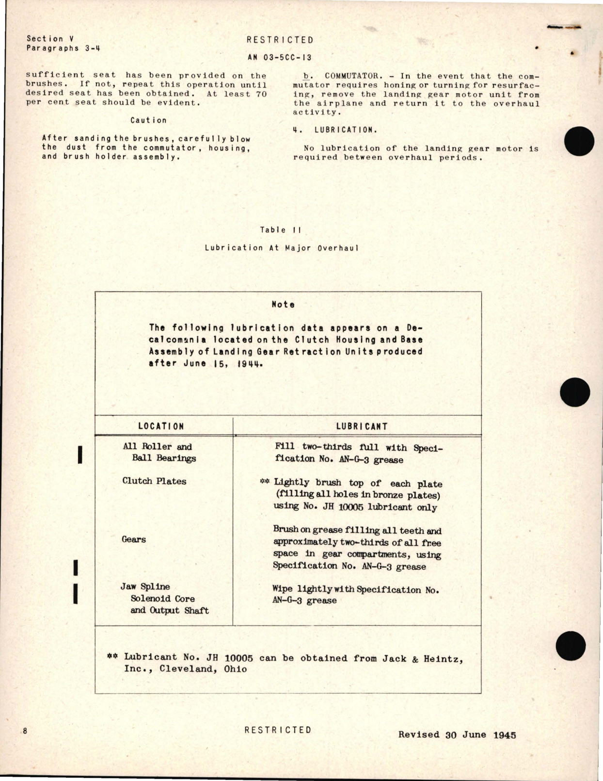 Sample page 6 from AirCorps Library document: Operation, Service, and Overhaul Instructions with Parts Catalog for Landing Wheel Retracting Motor Model JH I0440