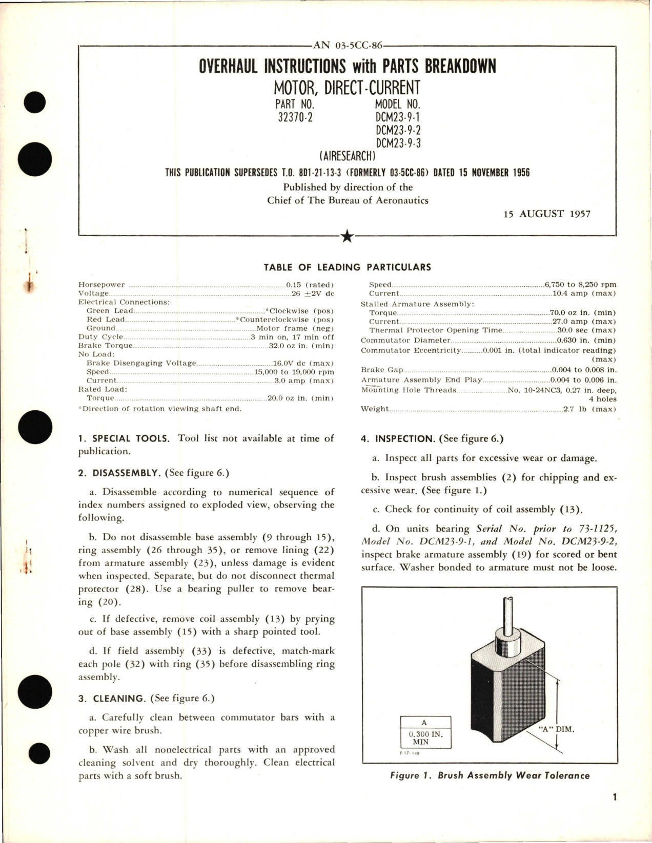 Sample page 1 from AirCorps Library document: Overhaul Instructions with Parts Breakdown for Motor, Direct Current Part 32370-2