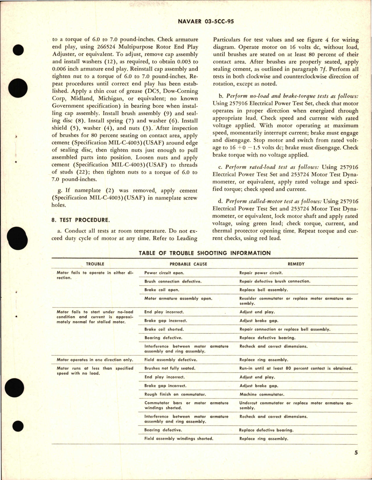 Sample page 5 from AirCorps Library document: Overhaul Instructions with Parts Breakdown for HP Pinion Shaft Direct Current Motor 0.04 Part 26675-4 