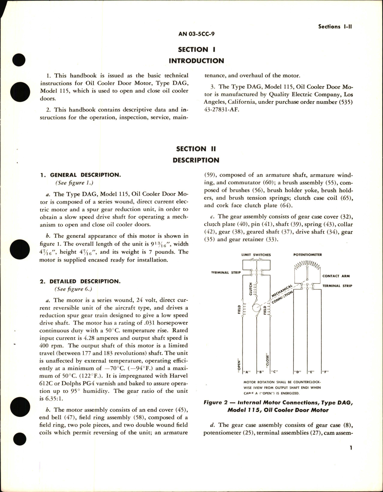 Sample page 5 from AirCorps Library document: Instructions with Parts for Oil Cooler Door Motor Type Dag Model 115