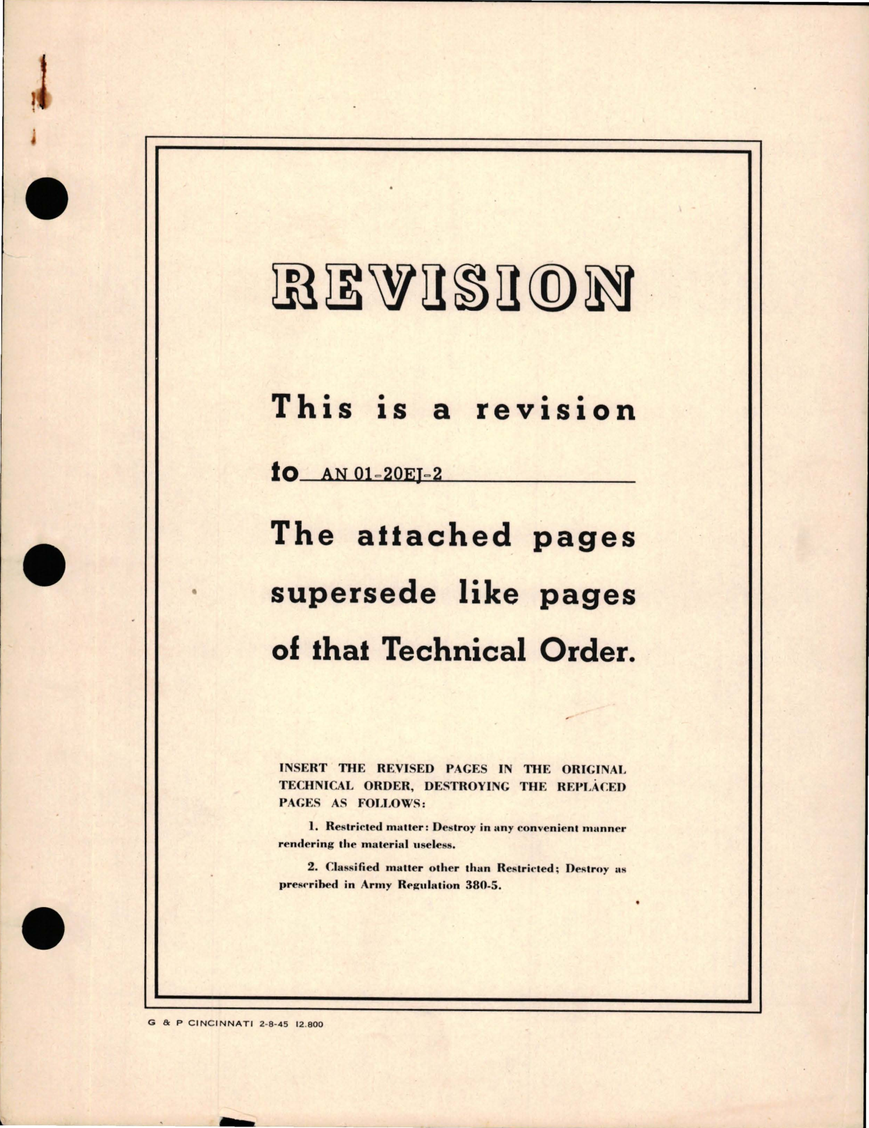 Sample page 1 from AirCorps Library document: Erection and Maintenance Instructions Revision for B-29