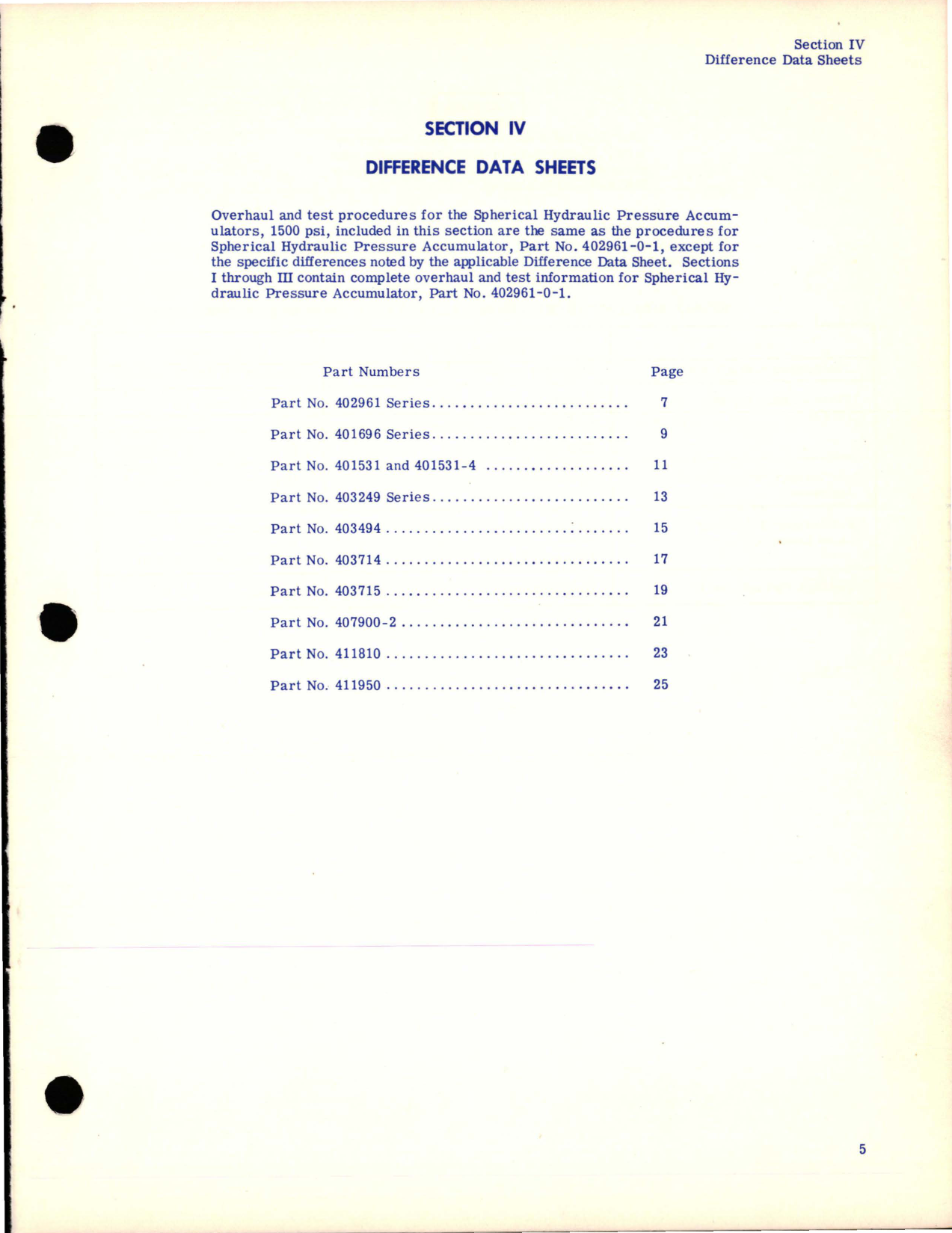 Sample page 7 from AirCorps Library document: Service Manual for Spherical Hydraulic Pressure Accumulators - 1500 PSI 