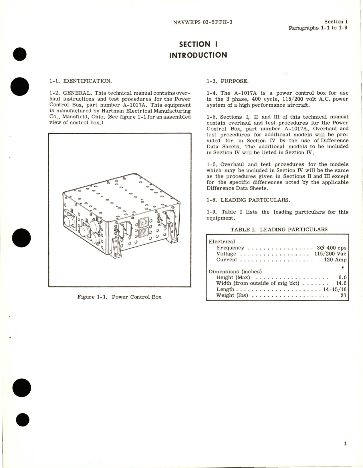 Sample page 5 from AirCorps Library document: Overhaul Instructions for Power Control Box - Part A-1017A