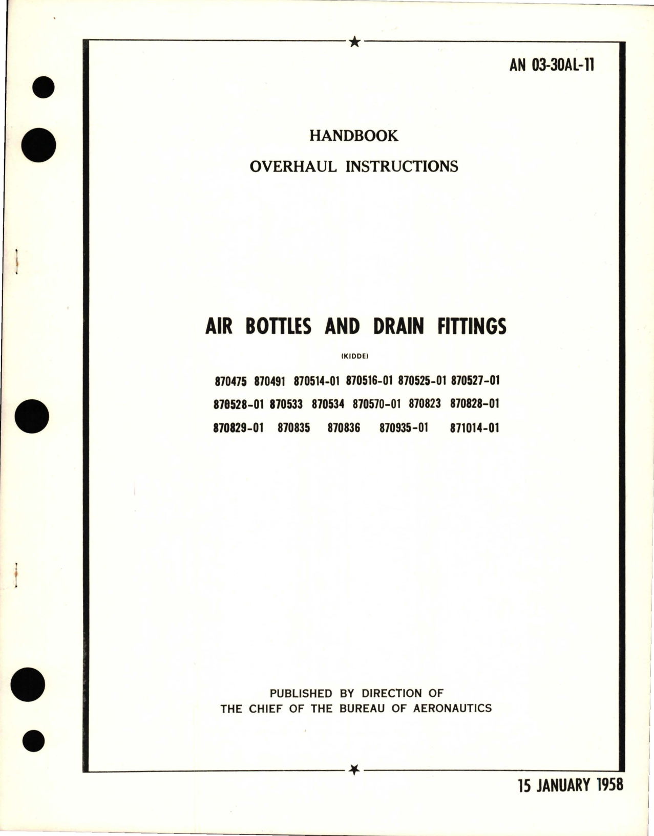 Sample page 1 from AirCorps Library document: Overhaul Instructions for Air Bottles and Drain Fittings 