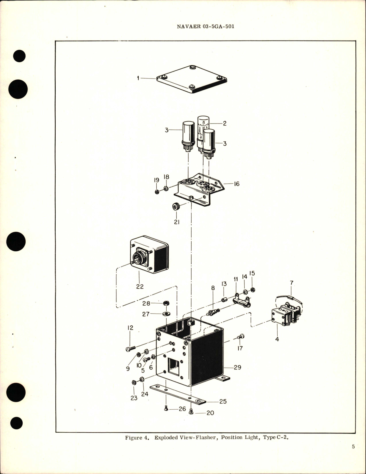 Sample page 5 from AirCorps Library document: Overhaul Instructions with Parts Breakdown for Position Light Flasher - Type C-2, Part 1055-1
