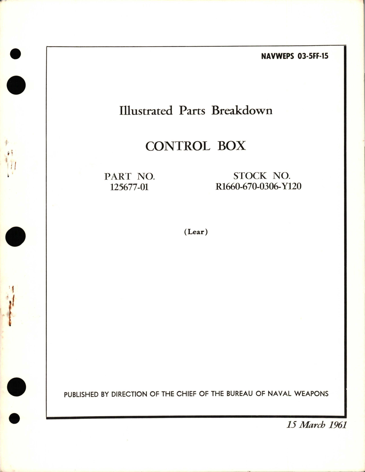Sample page 1 from AirCorps Library document: Illustrated Parts Breakdown for Control Box - Part 125677-021 