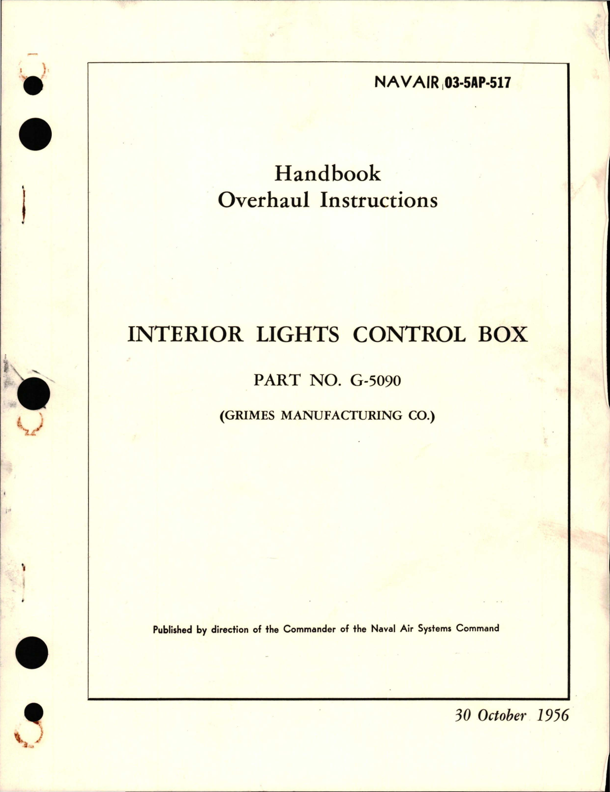 Sample page 1 from AirCorps Library document: Overhaul Instructions for Interior Light Control Box - Part G-5090 