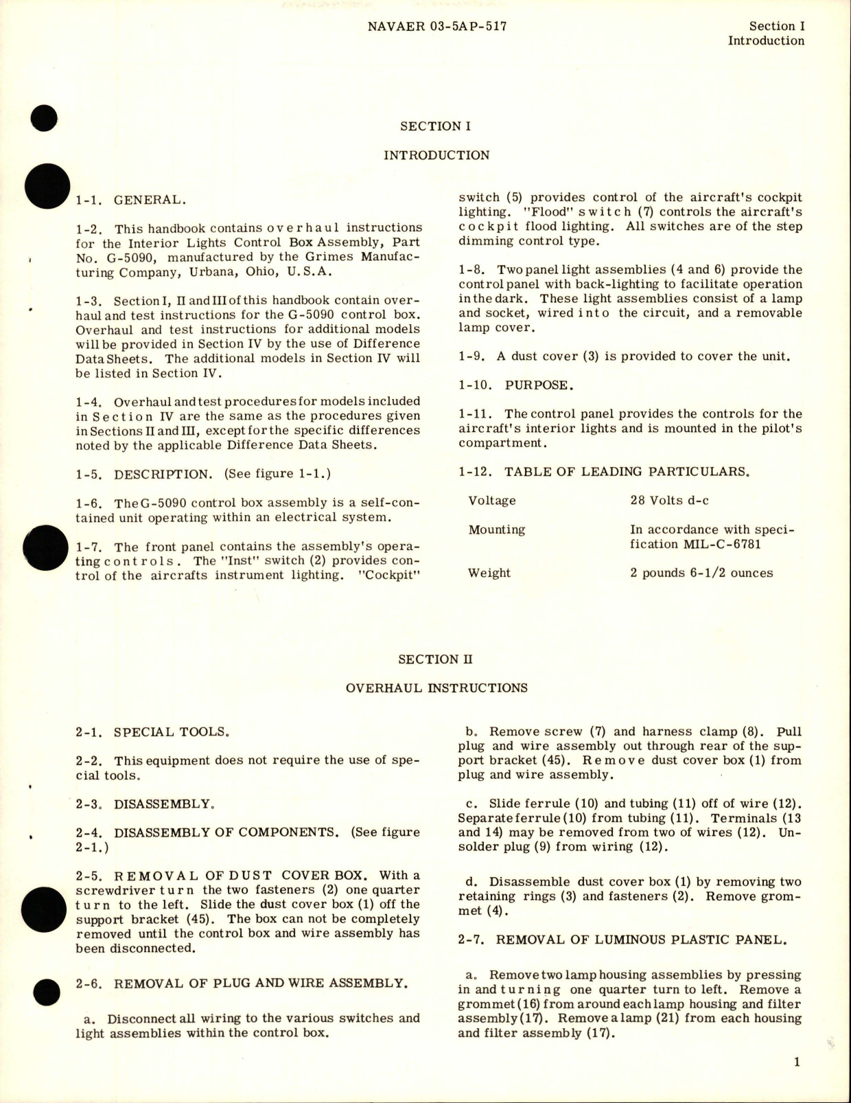 Sample page 5 from AirCorps Library document: Overhaul Instructions for Interior Light Control Box - Part G-5090 