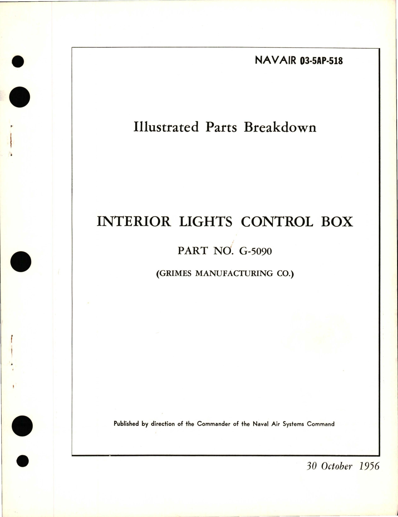 Sample page 1 from AirCorps Library document: Illustrated Parts Breakdown for Interior Lights Control Box - Part G-5090 