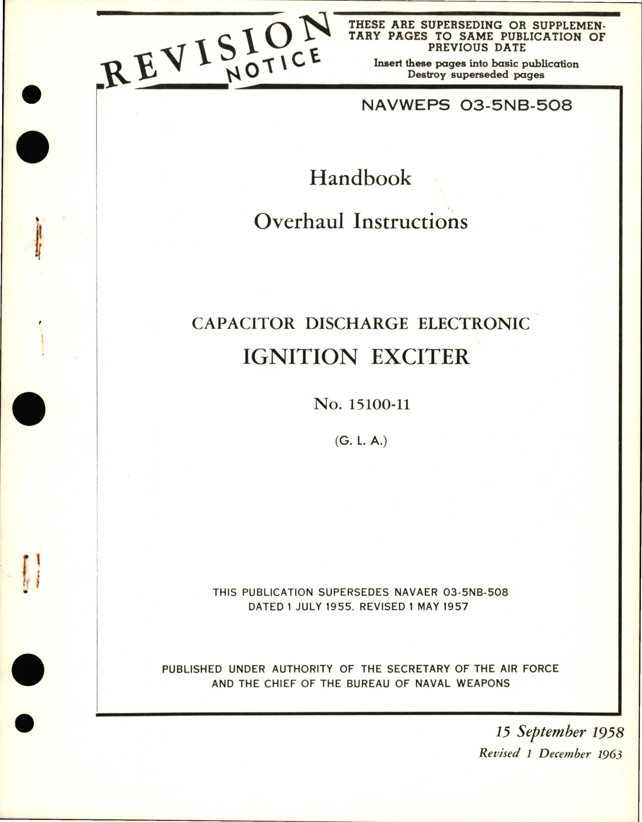 Sample page 1 from AirCorps Library document: Overhaul Instructions for Capacitor Discharge Electronic Ignition Exciter - No 15100-11
