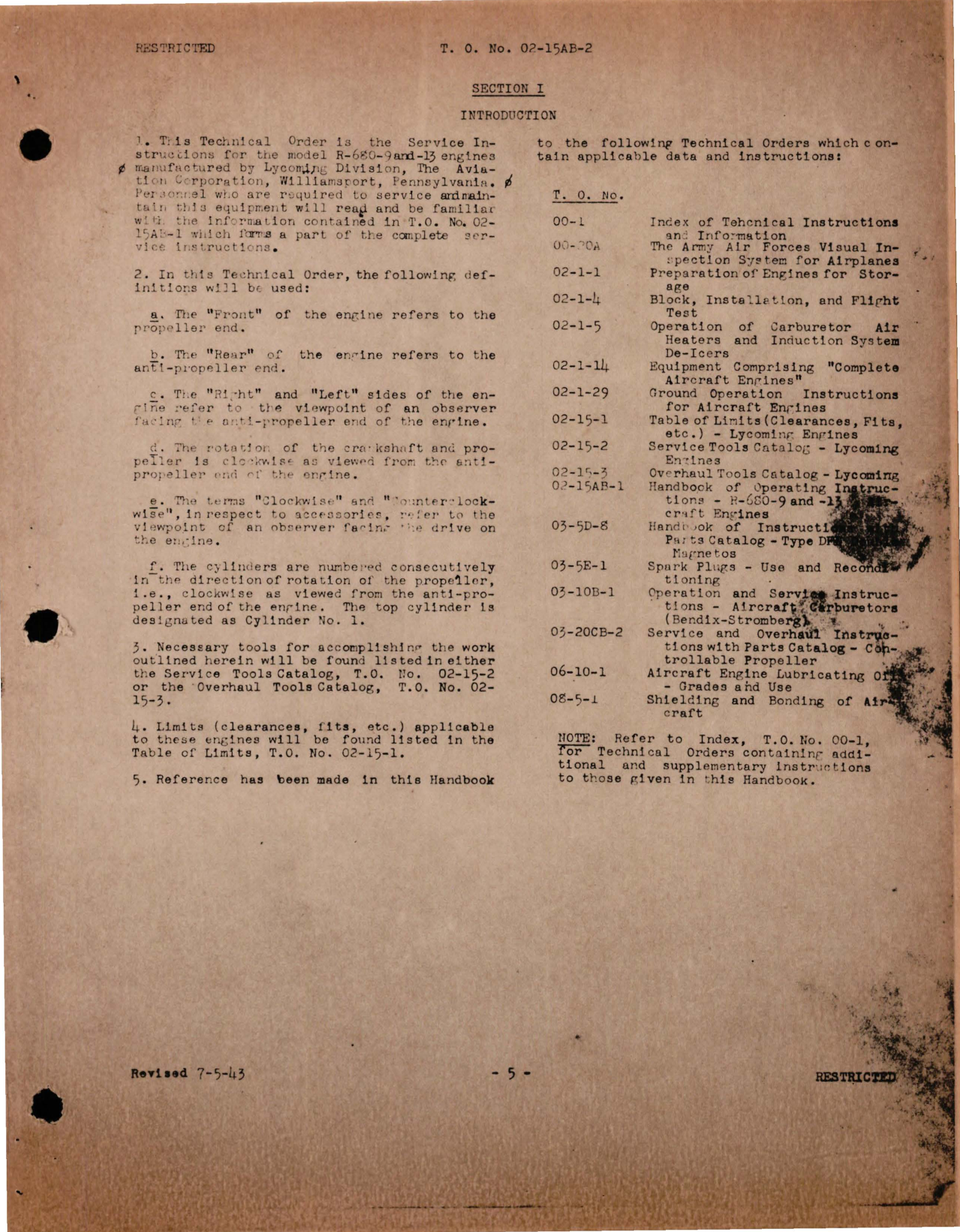 Sample page 7 from AirCorps Library document: Service Instructions for R-680-9 and 680-13 Engines