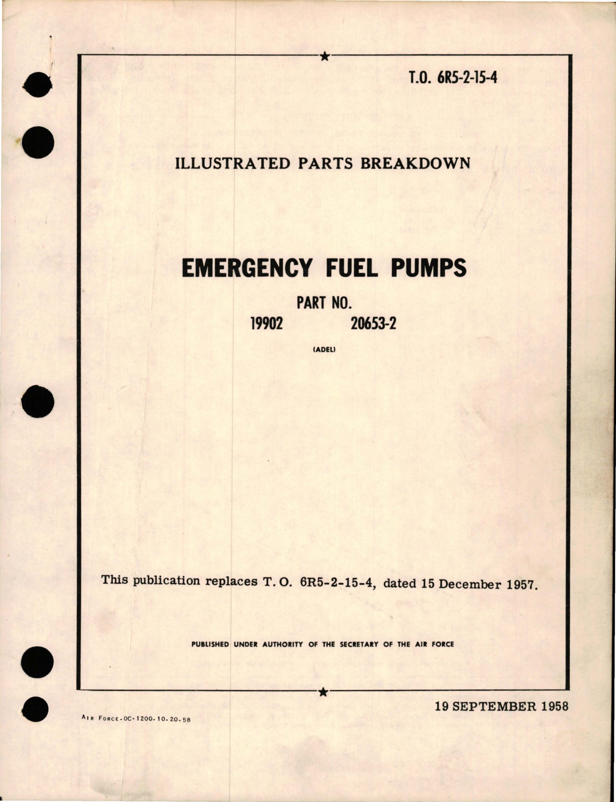 Sample page 1 from AirCorps Library document: Illustrated Parts Breakdown for Emergency Fuel Pumps - Parts 19902 and 20653-2 