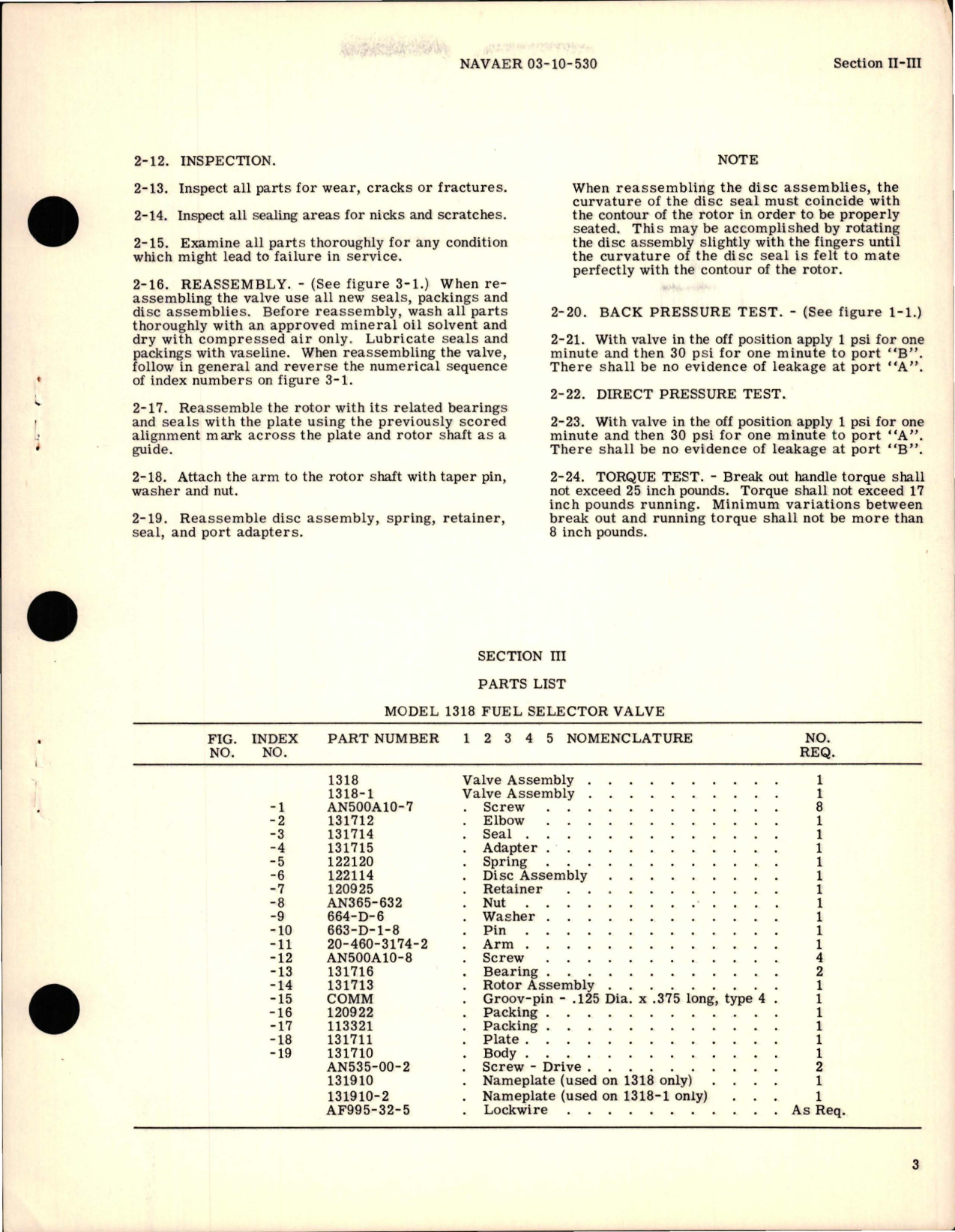Sample page 5 from AirCorps Library document: Operation, Service and Overhaul Instructions with Parts Catalog for Fuel Selector Valves - Models 1318 and 1318-1 