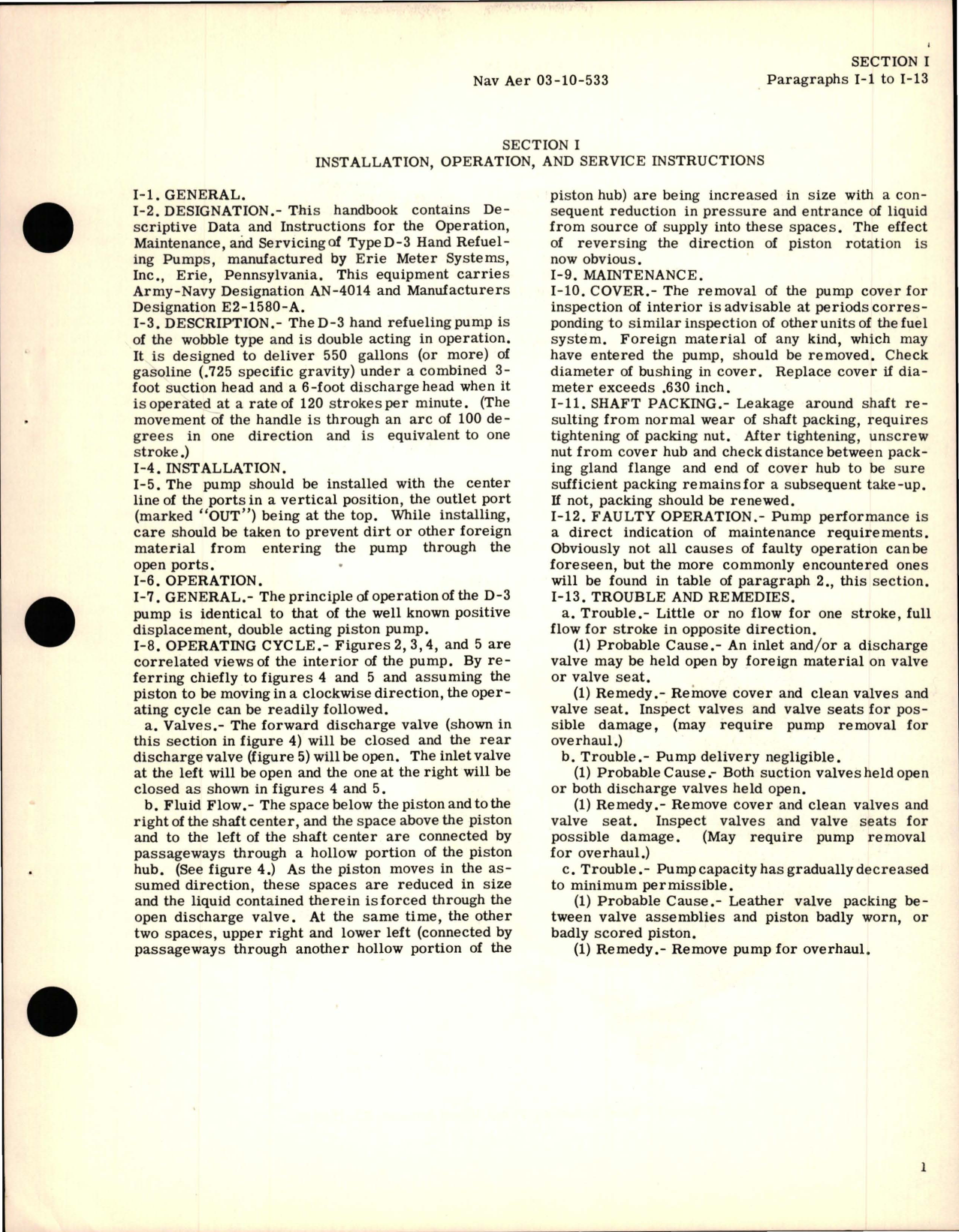 Sample page 5 from AirCorps Library document: Operation, Service and Overhaul Instructions with Parts Catalog for Hand Fuel Pump - E2-1580-A 