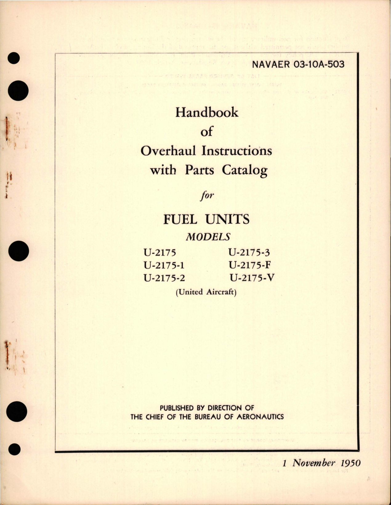 Sample page 1 from AirCorps Library document: Overhaul Instructions with Parts Catalog for Fuel Units 