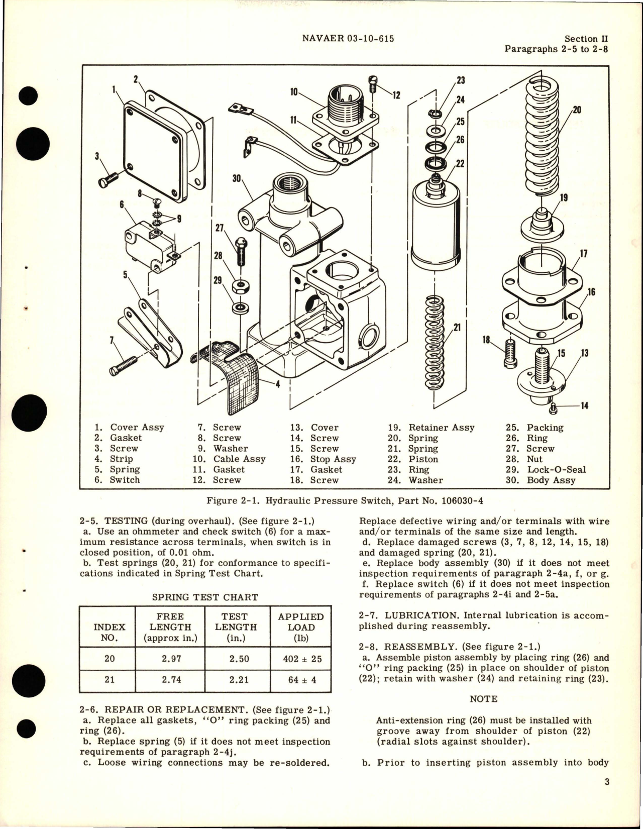 Sample page 5 from AirCorps Library document: Overhaul Instructions for Hydraulic and Pneumatic Pressure Switches 