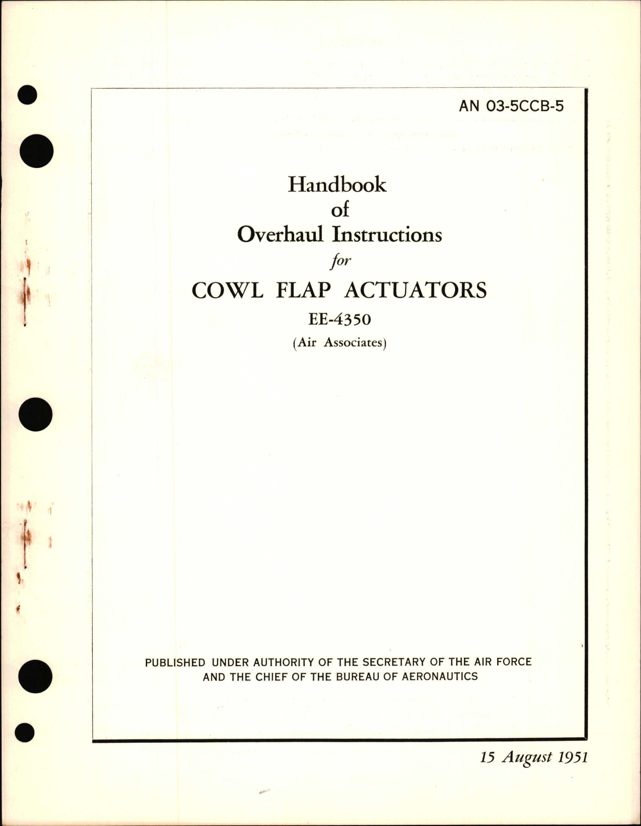 Sample page 1 from AirCorps Library document: Overhaul Instructions, Cowl Flap, Actuators, EE-4350 
