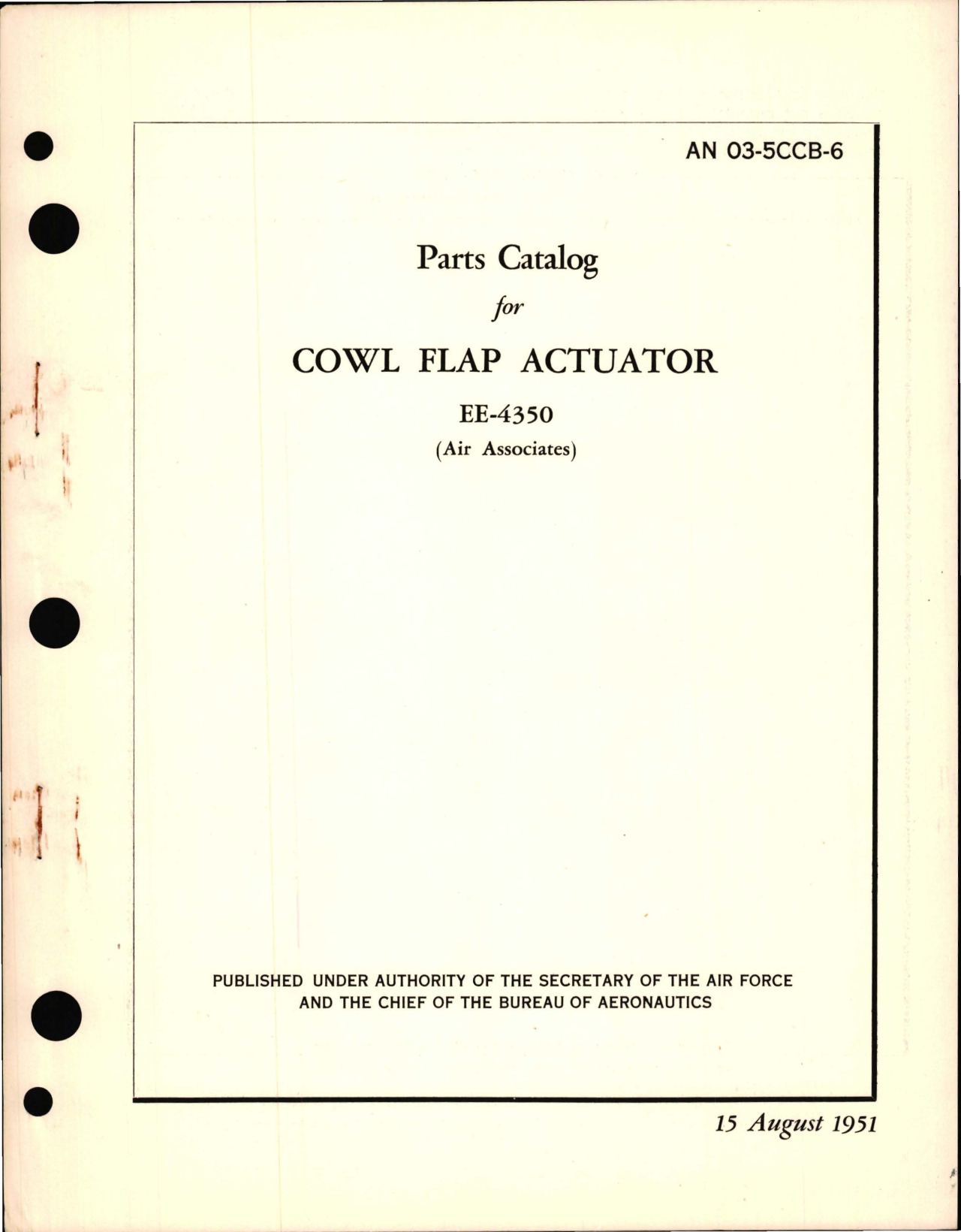 Sample page 1 from AirCorps Library document: Parts Catalog for Cowl Flap Actuator EE-4350 
