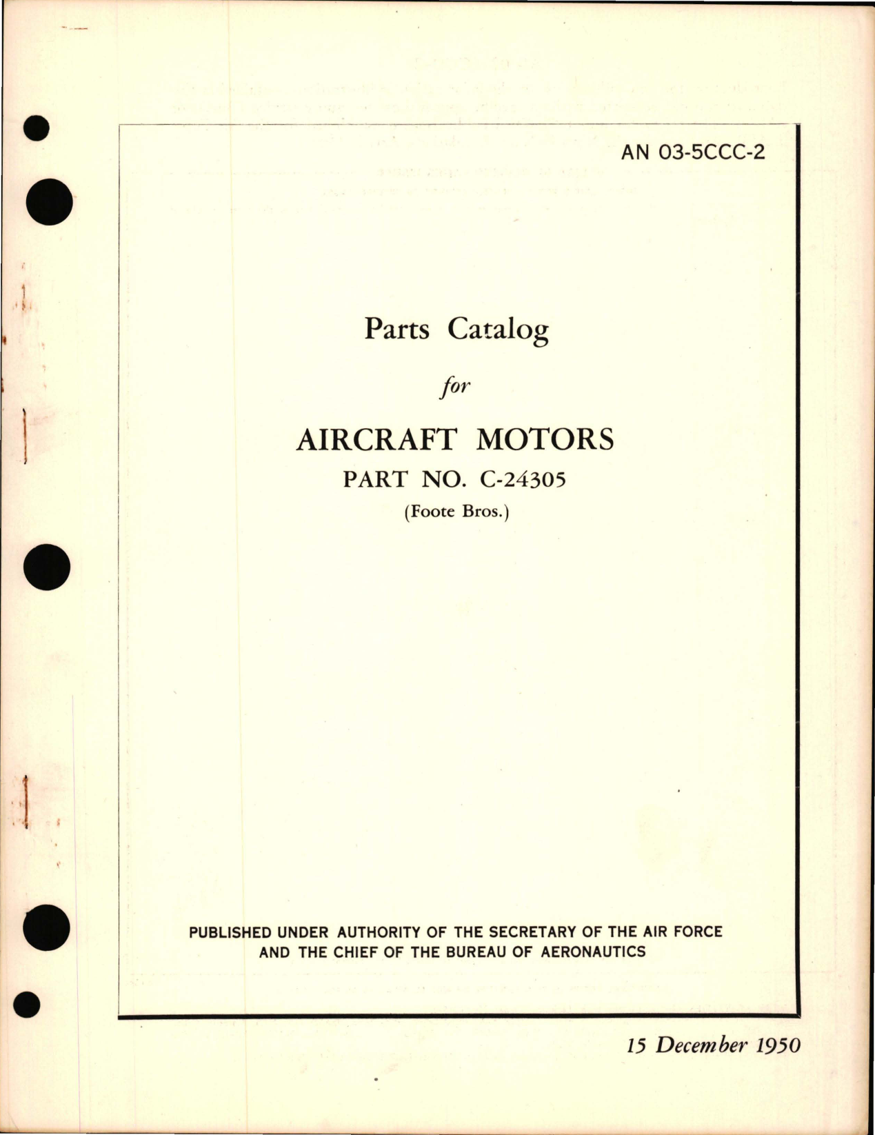 Sample page 1 from AirCorps Library document: Parts Catalog for Aircraft Motors - Part C-24305 