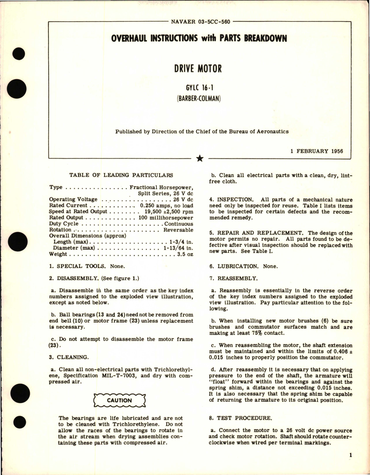 Sample page 5 from AirCorps Library document: Overhaul Instructions with Parts Breakdown for Electric Motor Assembly - Model I.S. 14441 - Part 47069A
