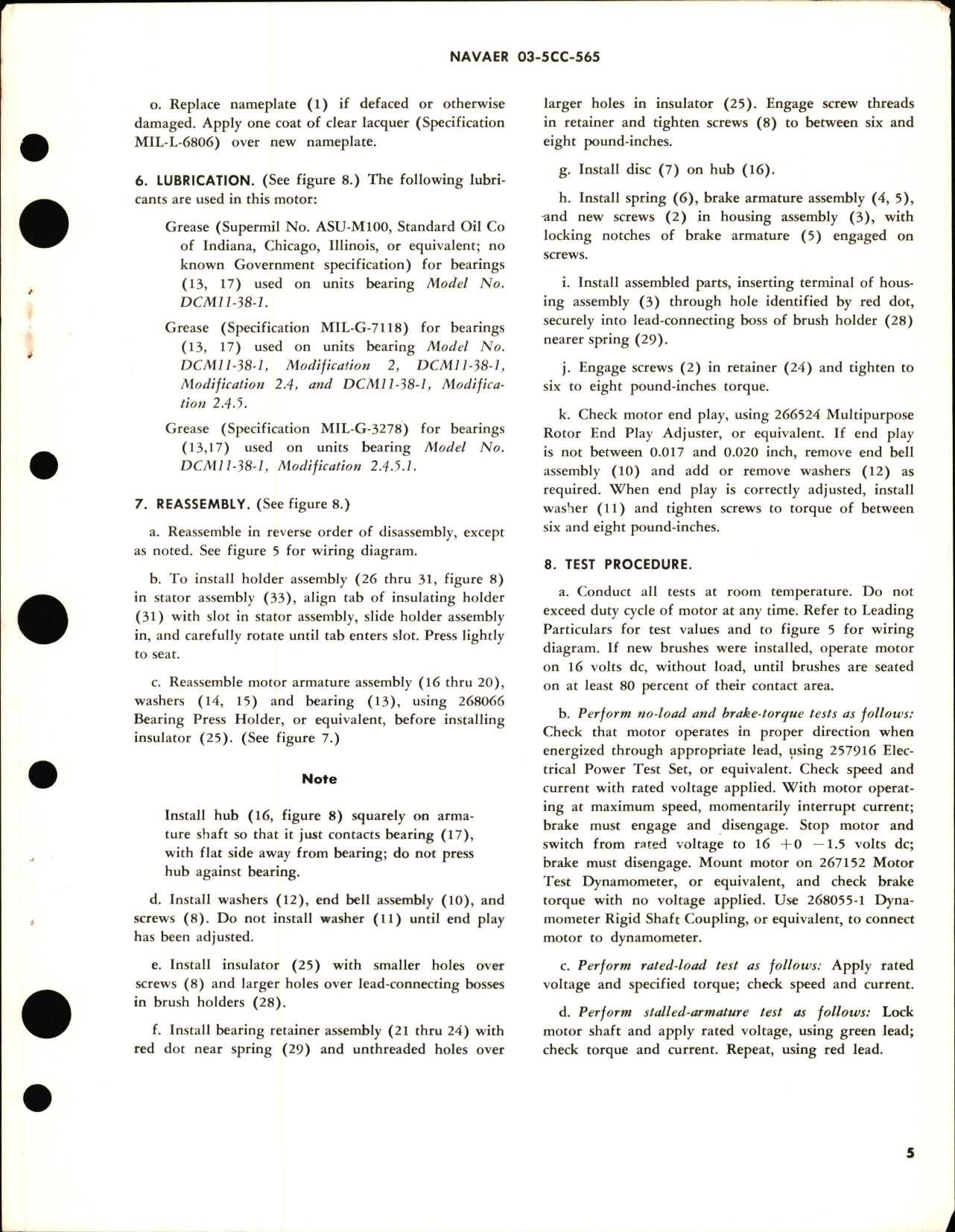 Sample page 5 from AirCorps Library document: Overhaul Instructions with Parts Breakdown for Motor, Aircraft Direct Current - Part 36886