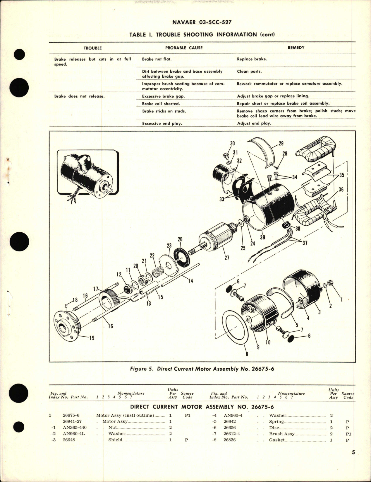 Sample page 5 from AirCorps Library document: Overhaul Instructions with Parts Breakdown for Motor Assembly, Direct Current - Part 26675-6