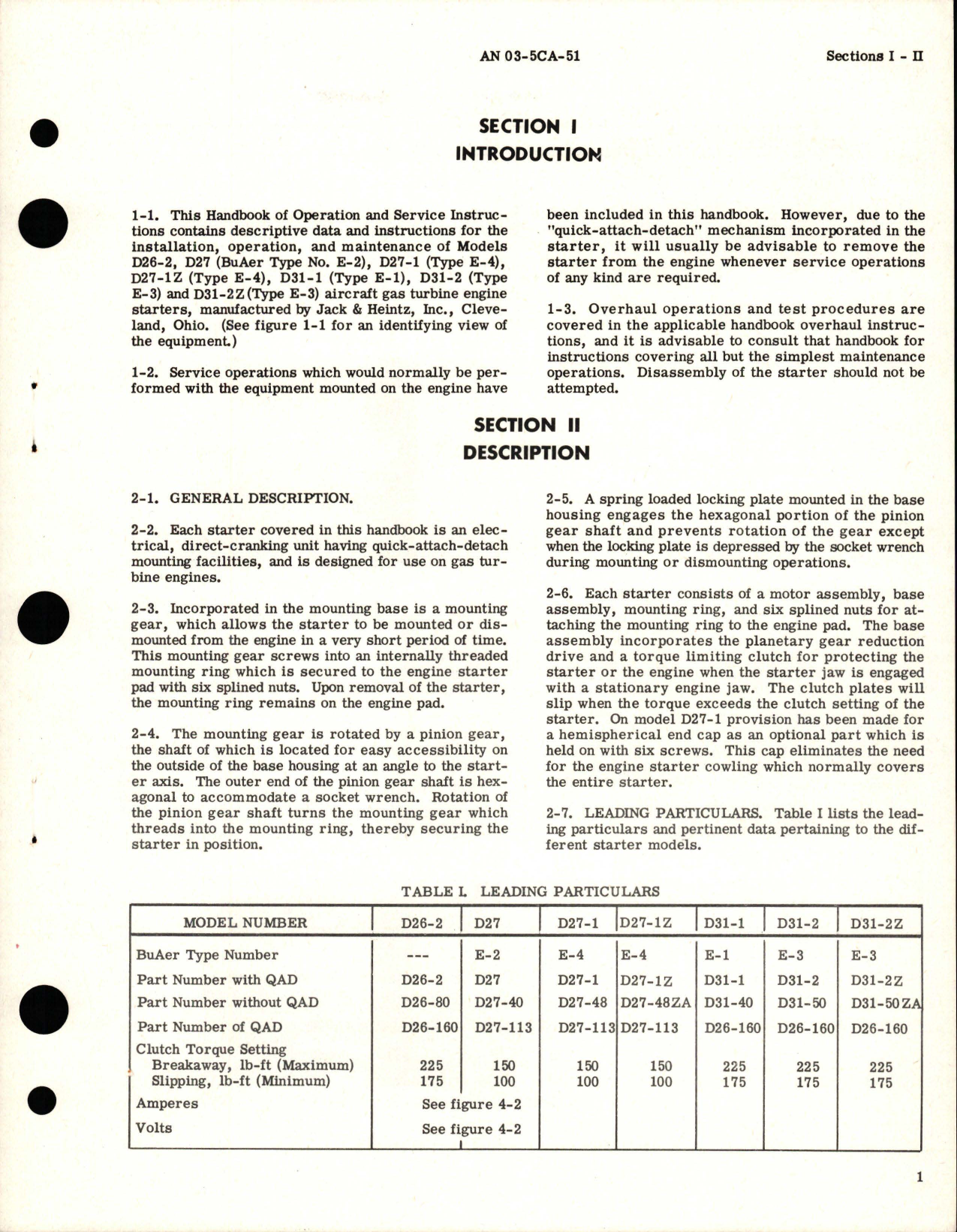 Sample page 5 from AirCorps Library document: Operation and Service Instructions for Electric Starters - D26-2, D27, D27-1, D27-1Z, D31-1, D31-2, D31-2Z 