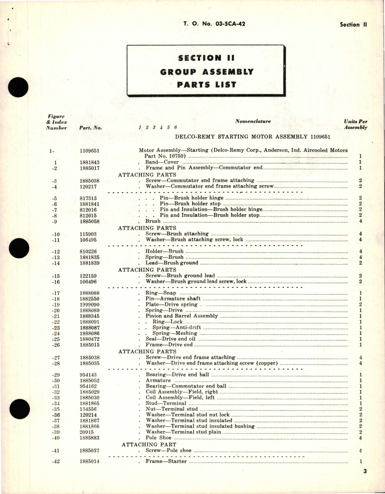 Sample page 5 from AirCorps Library document: Parts Catalog for Starting Motors - Parts 1109651 and 1109662