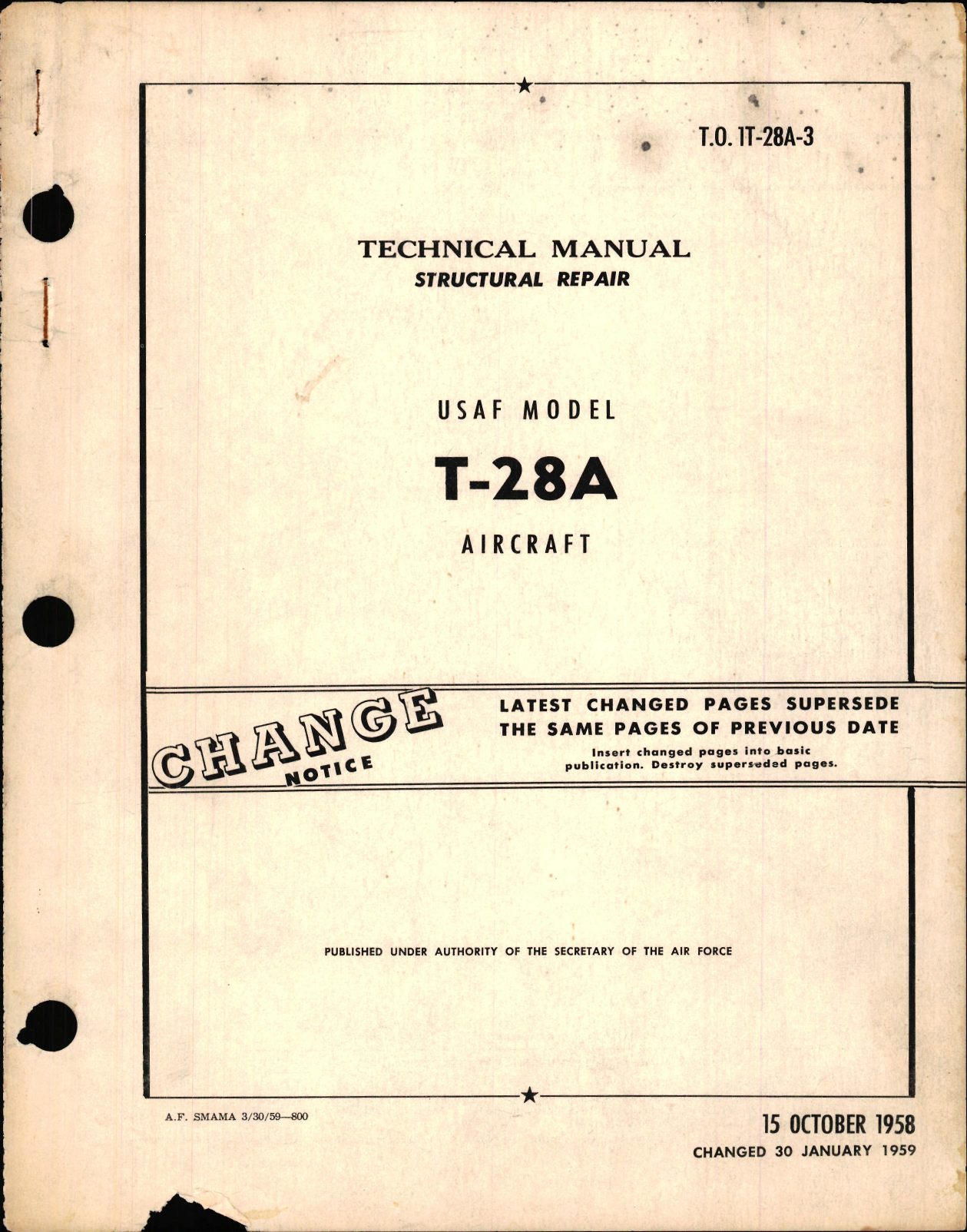Sample page 1 from AirCorps Library document: Structural Repair Manual for T-28A
