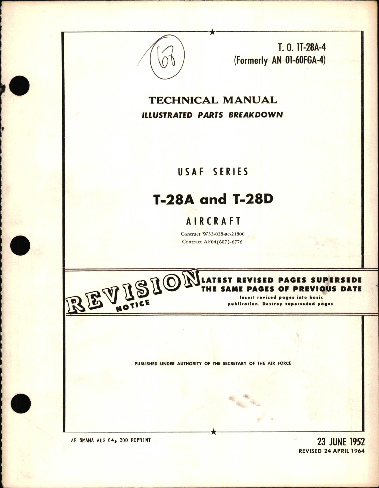 Sample page 1 from AirCorps Library document: Illustrated Parts Breakdown for T-28A and T-28D