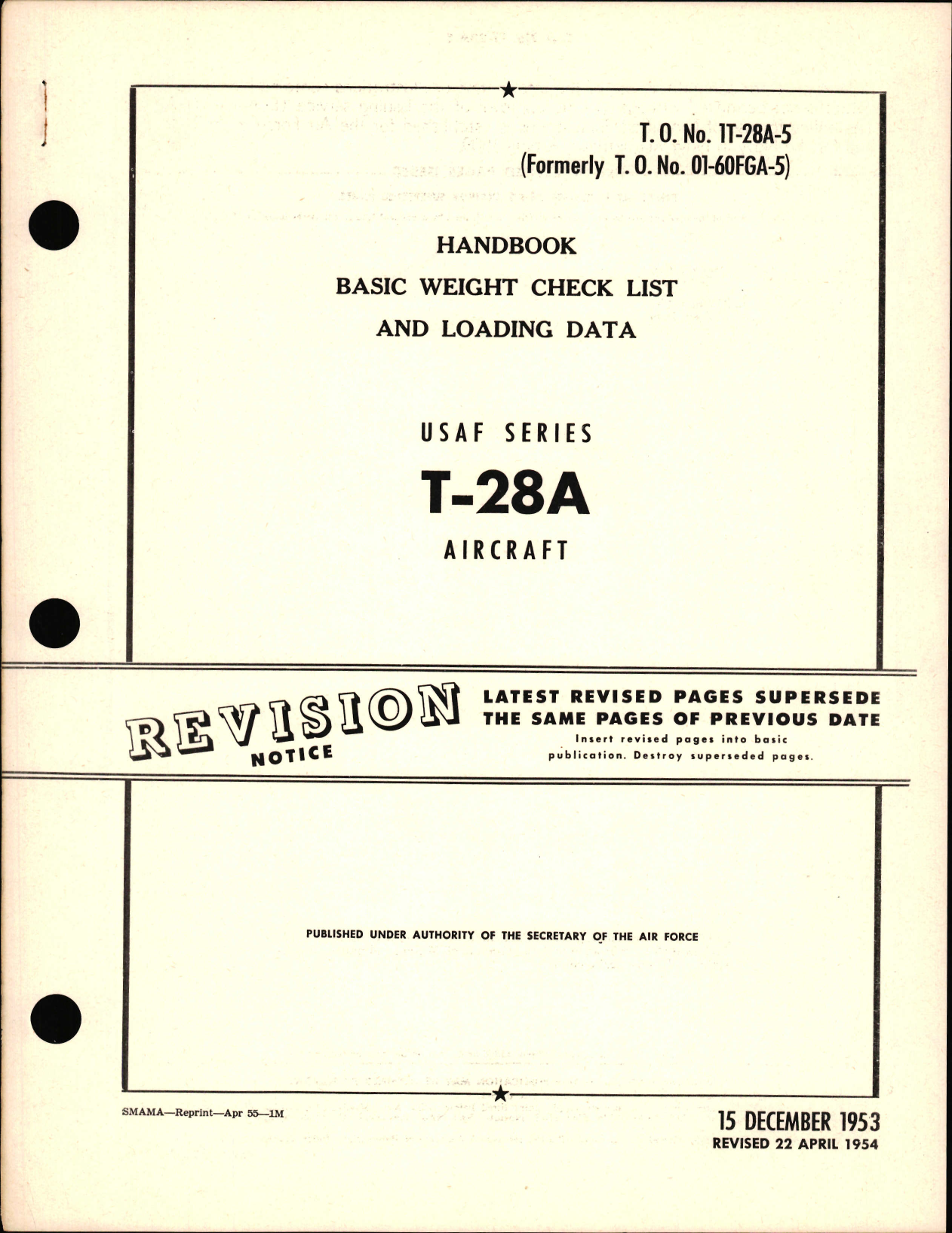 Sample page 1 from AirCorps Library document: Basic Weight Check List and Loading Data for T-28A