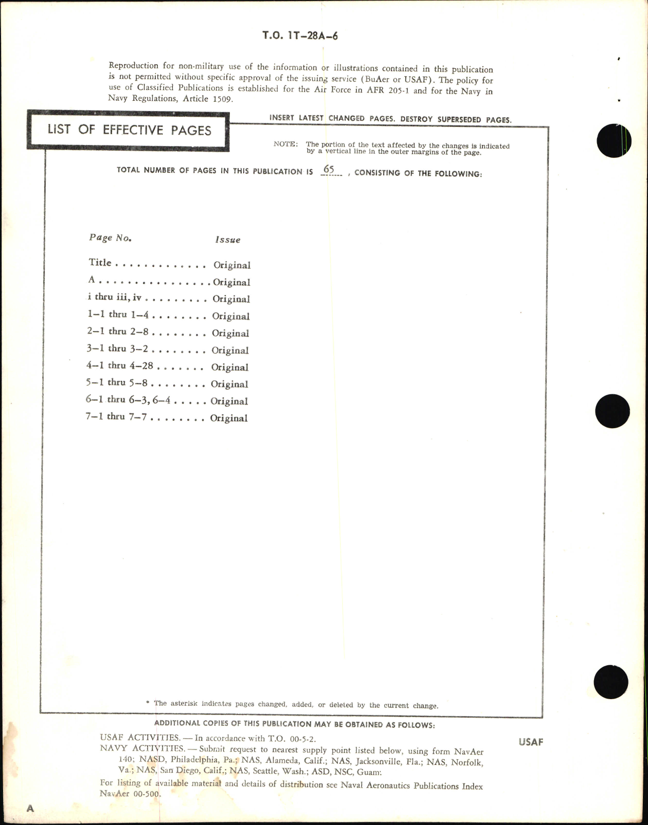 Sample page 2 from AirCorps Library document: Inspection Requirements Manual for T-28A