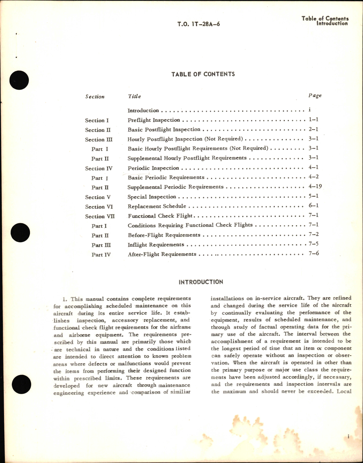 Sample page 3 from AirCorps Library document: Inspection Requirements Manual for T-28A