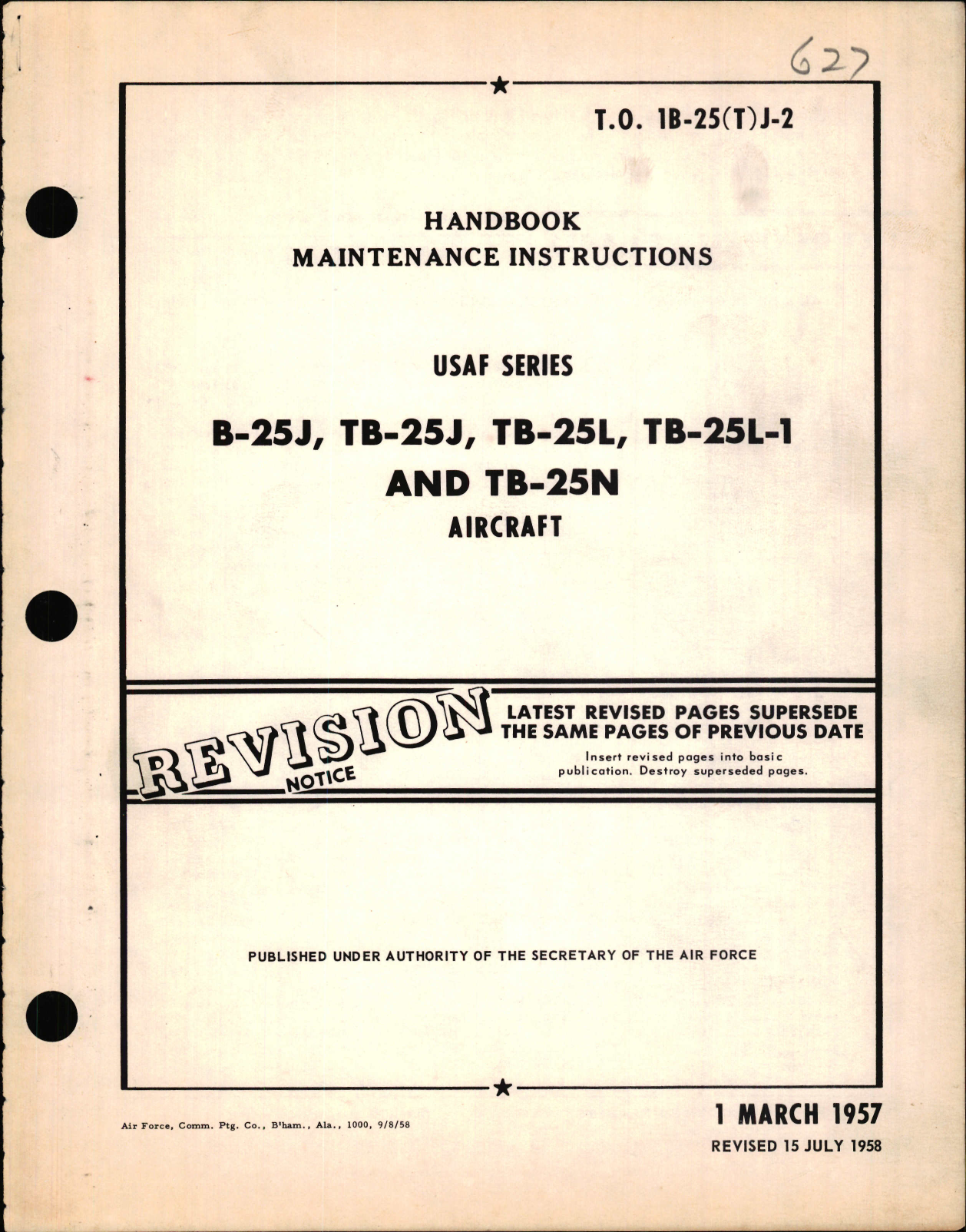 Sample page 1 from AirCorps Library document: Maintenance Instructions for B-25J, B-25L, and B-25N