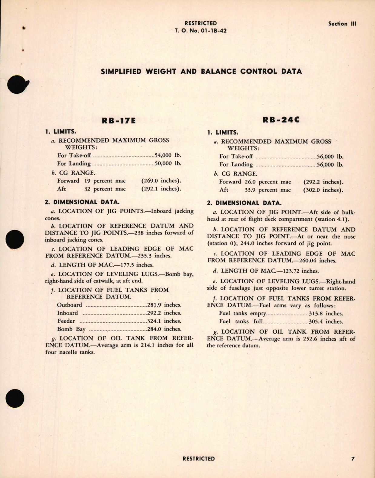 Sample page 9 from AirCorps Library document: Simplified Weight and Balance Control Data